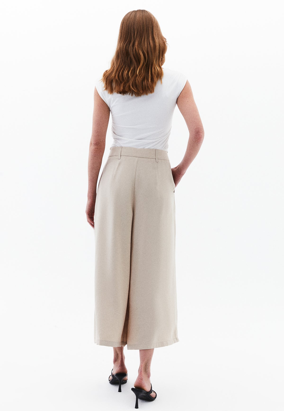 Pleated Culotte Pants - FEATHER GRAY