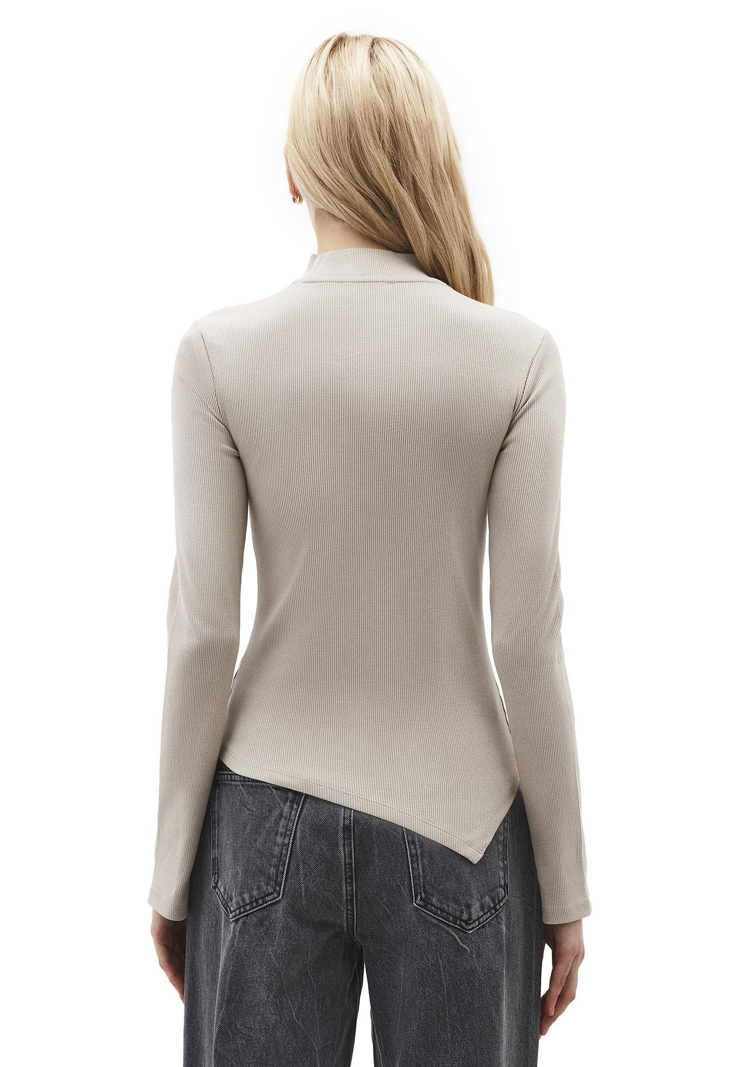 High Neck Cut Out Detail Bodycon T-Shirt - FEATHER GRAY
