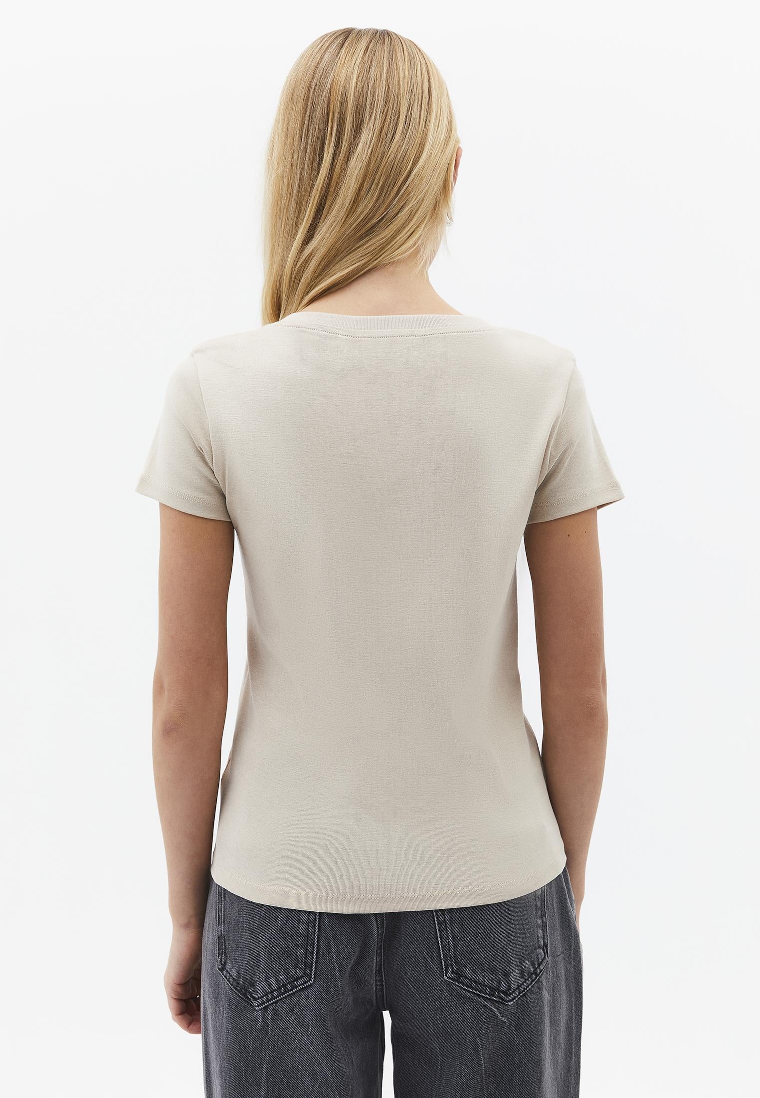 V Neck Short Sleeve Slim T-Shirt - FEATHER GRAY