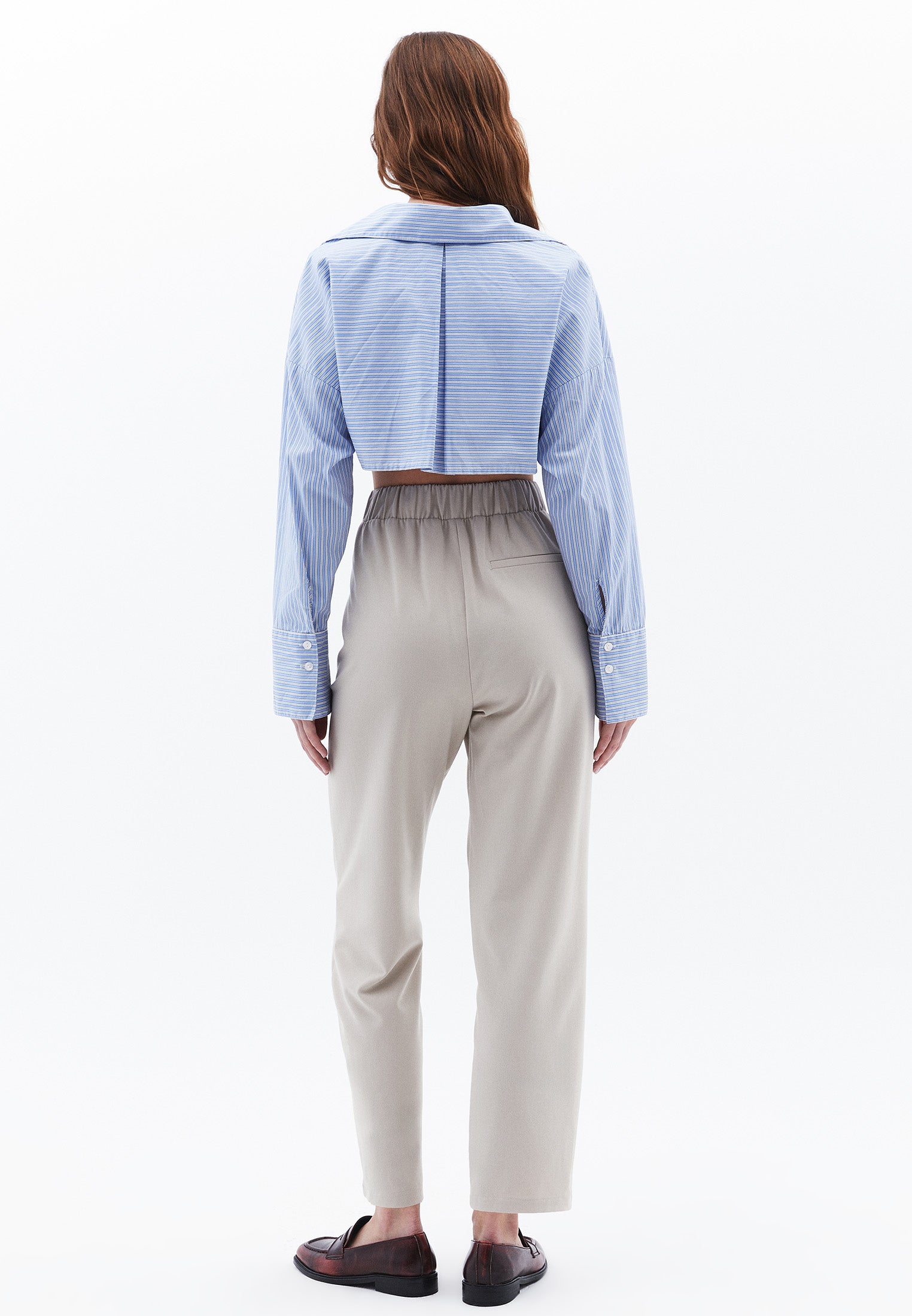High Waist Carrot Pants With Pocket Detail - FEATHER GRAY
