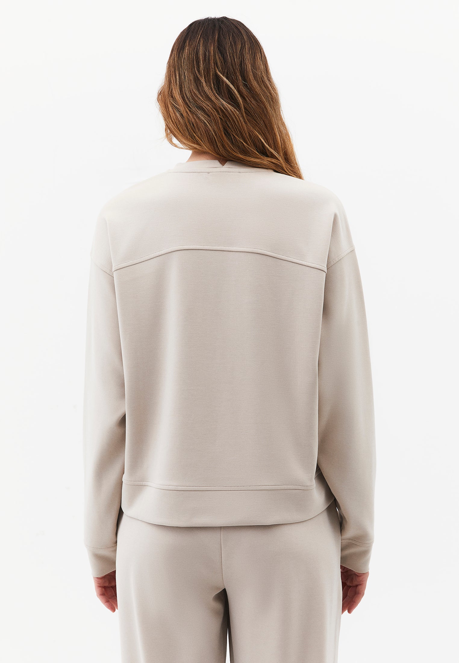 Crew Neck Long Sleeve Sweatshirt - FEATHER GRAY