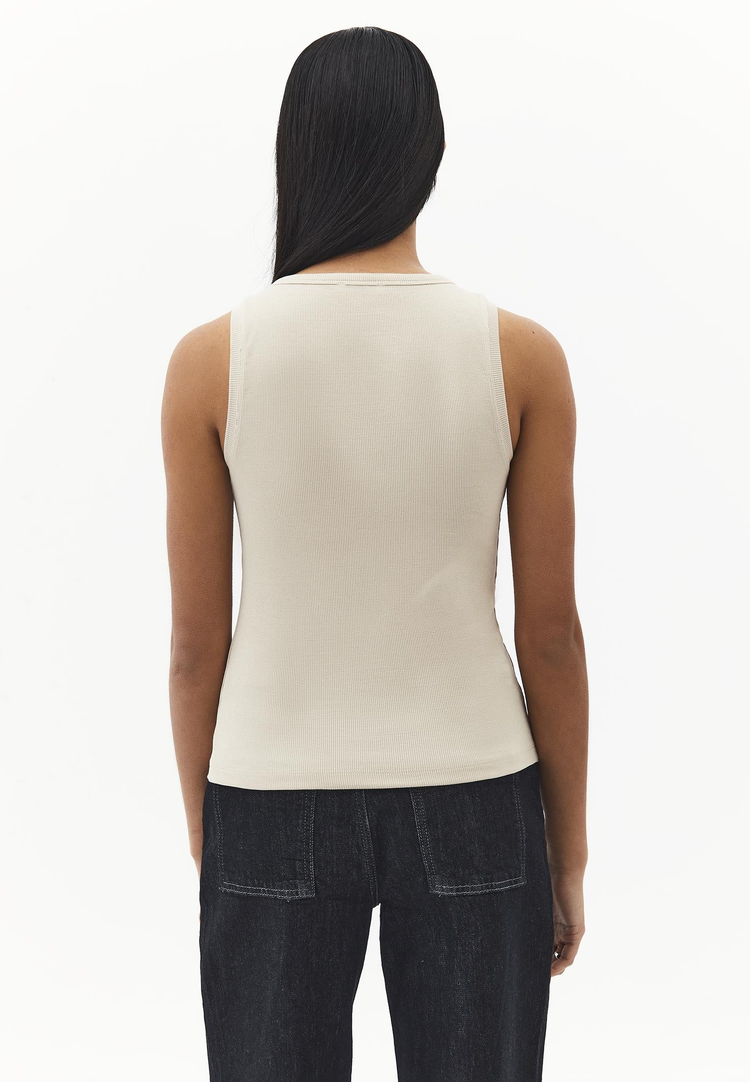 Sleeveless Crew Neck Tank Top - FEATHER GRAY
