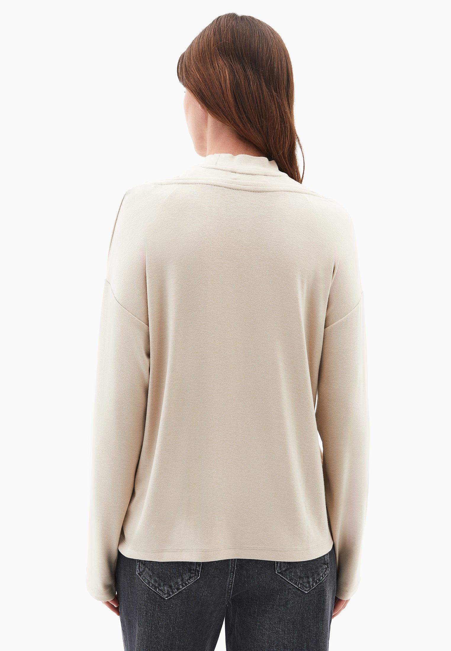 High Neck Oversize T-Shirt - FEATHER GRAY