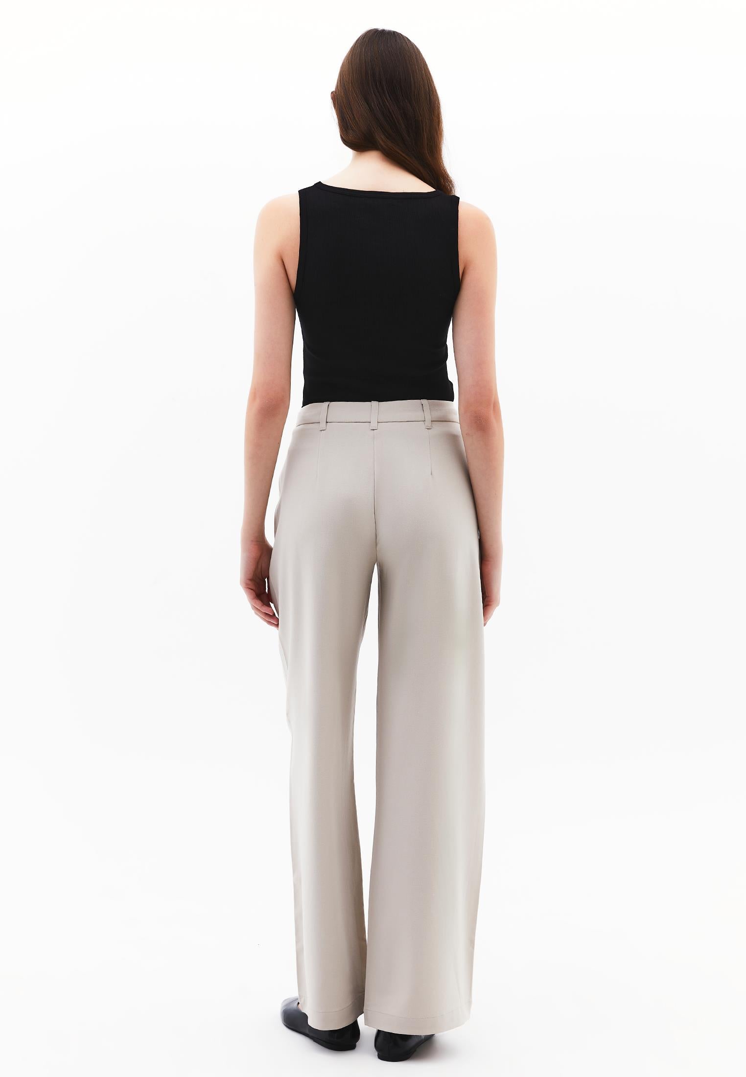 Straight Leg Buttoned Pants - FEATHER GRAY