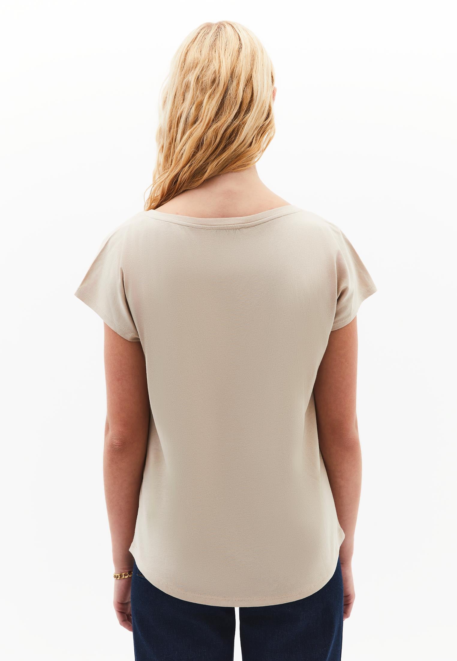 Boat Neck Short Sleeve T-Shirt - FEATHER GRAY