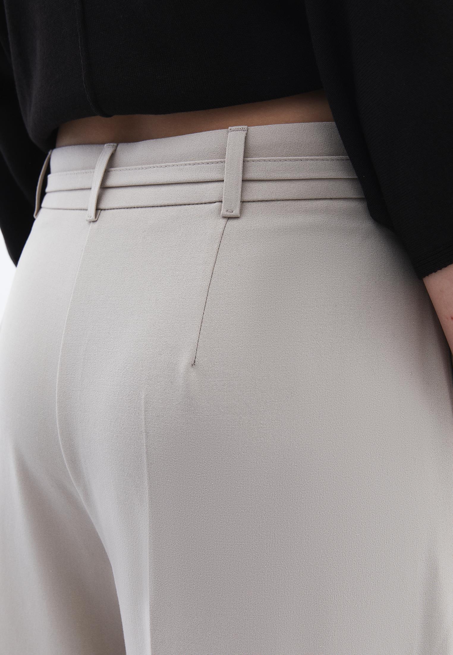 Straight Pants With Belt Detail - FEATHER GRAY