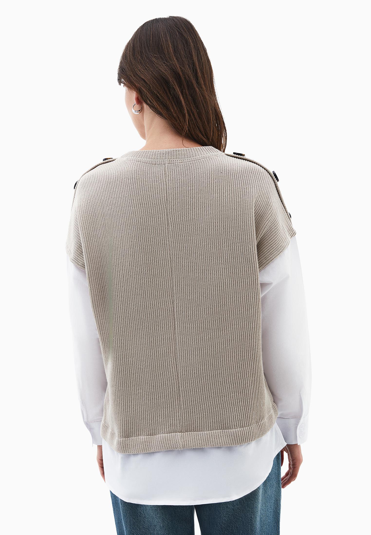 Button Detailed Long Sleeve Blouse - FEATHER GRAY