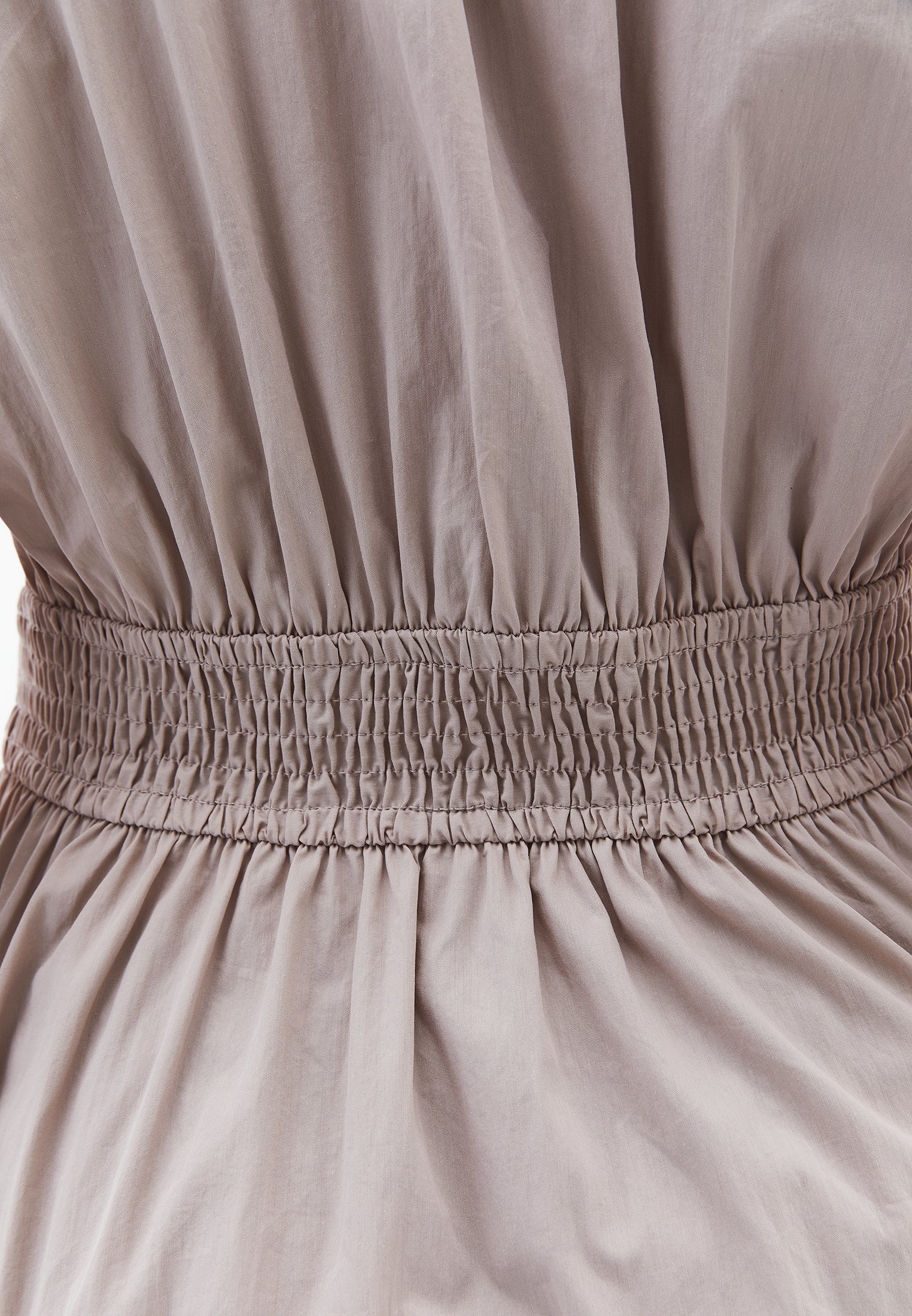 Shirt Collar Long Woven Dress - FEATHER GRAY