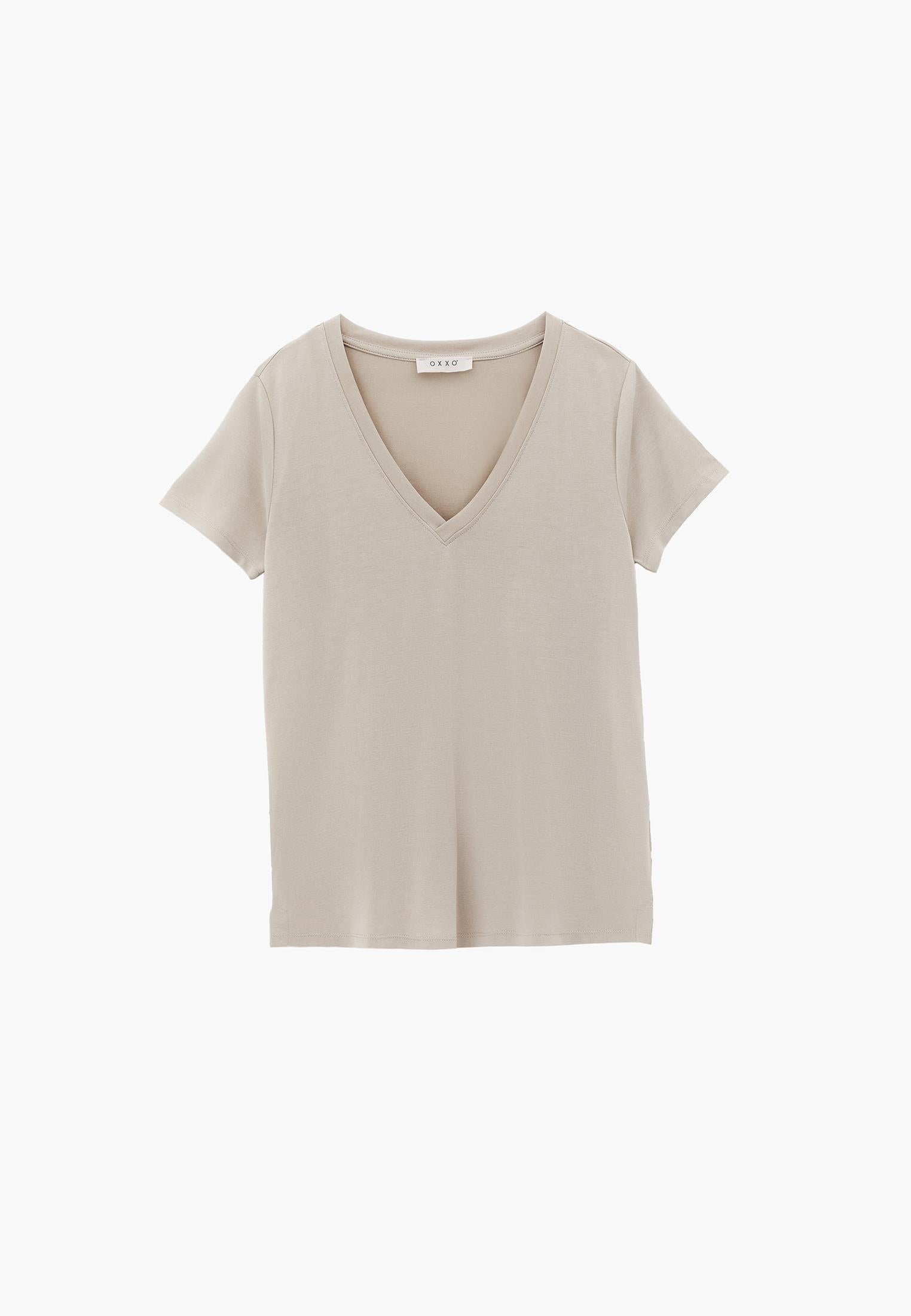 V Neck T-Shirt - FEATHER GRAY