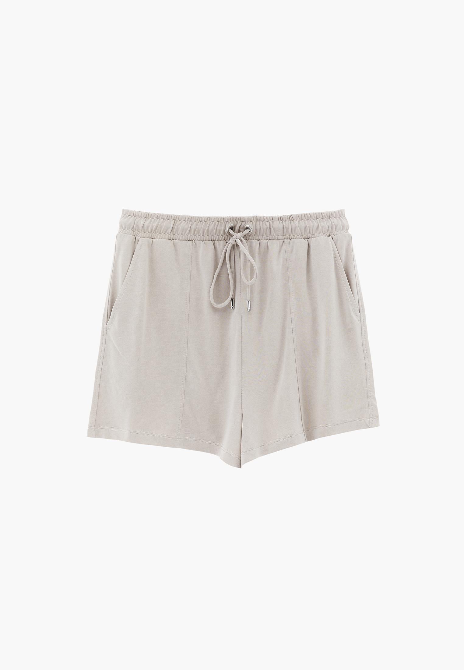 High Waist Elastic Waistband Shorts - FEATHER GRAY