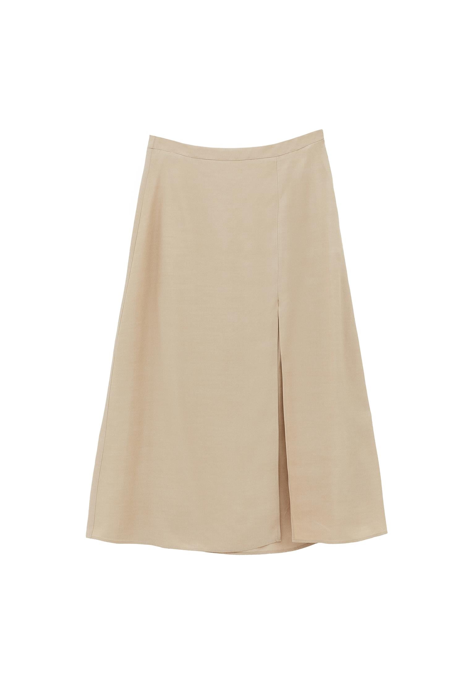 Midi Flared Skirt With Slit - FEATHER GRAY