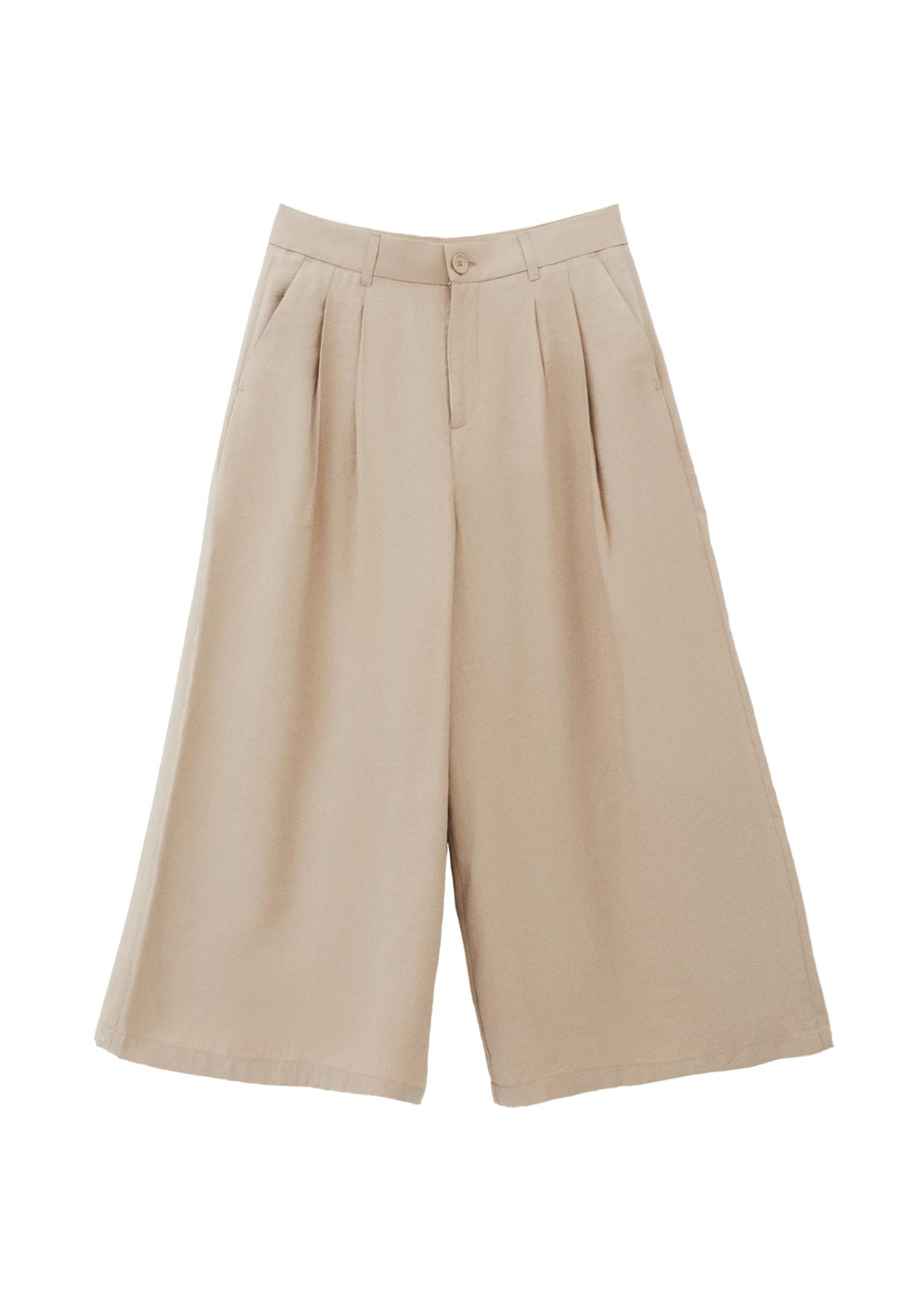 Cropped Culotte Trousers - FEATHER GRAY