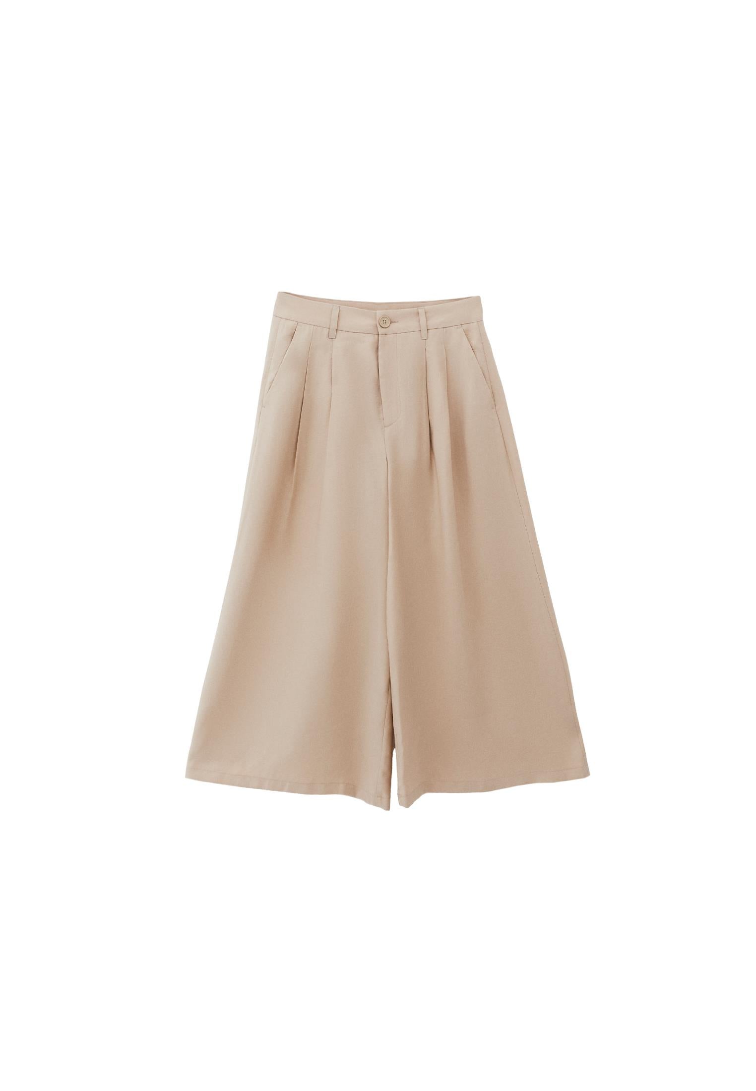 Pleated Culotte Pants - FEATHER GRAY