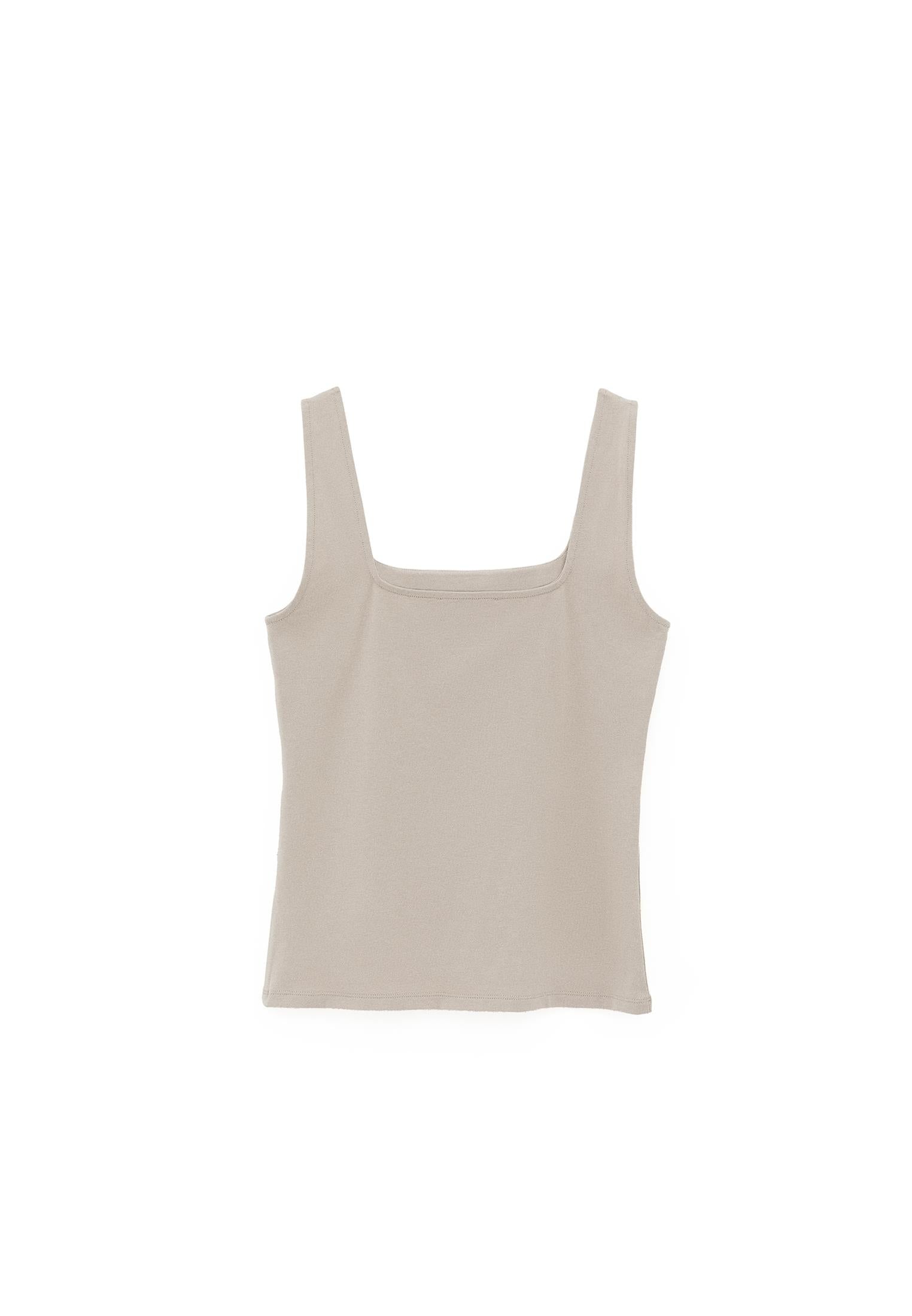 Square Neck Bodycon Tank Top - FEATHER GRAY