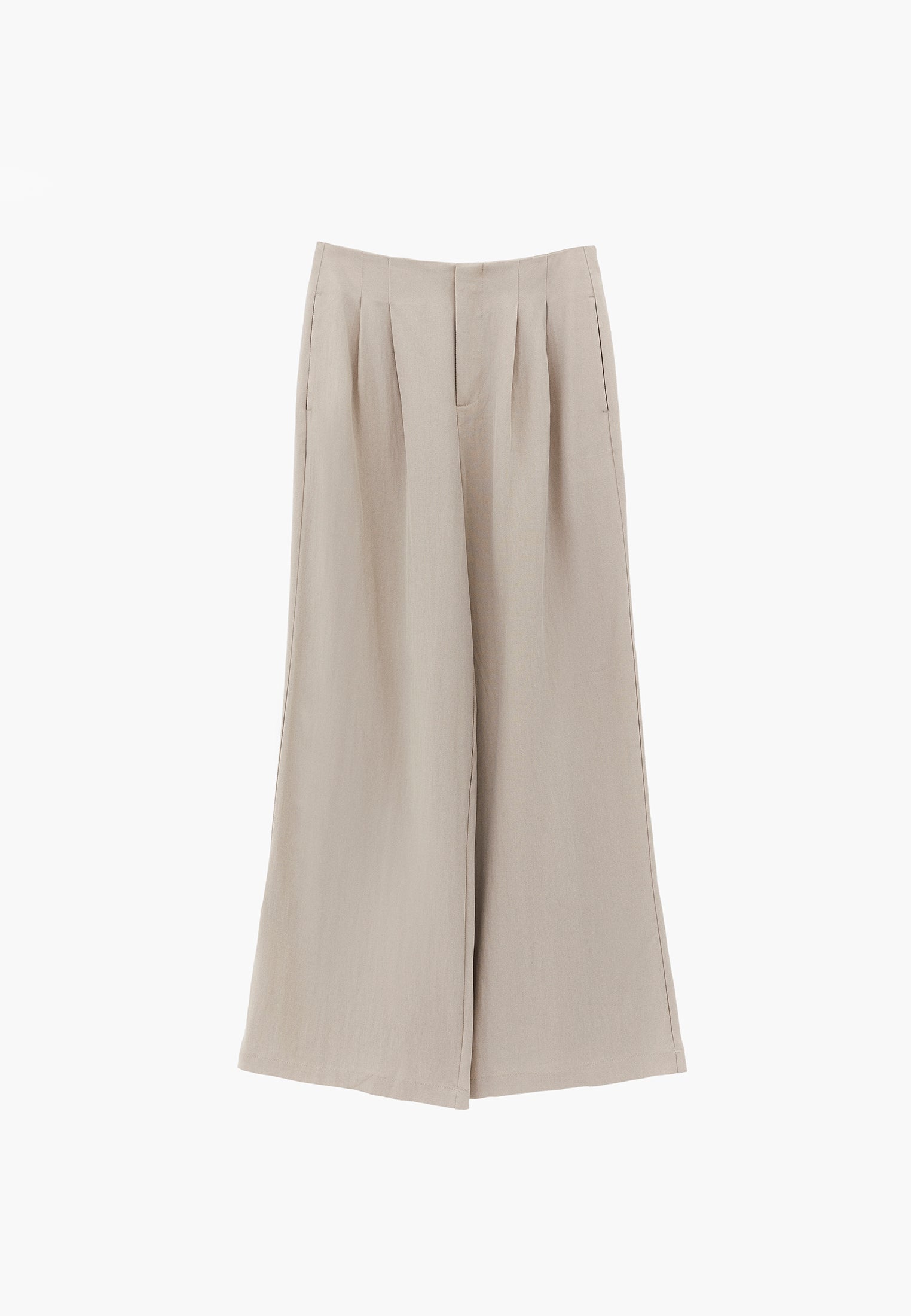 Pleated Ultra High Waist Wide Leg Pants - FEATHER GRAY