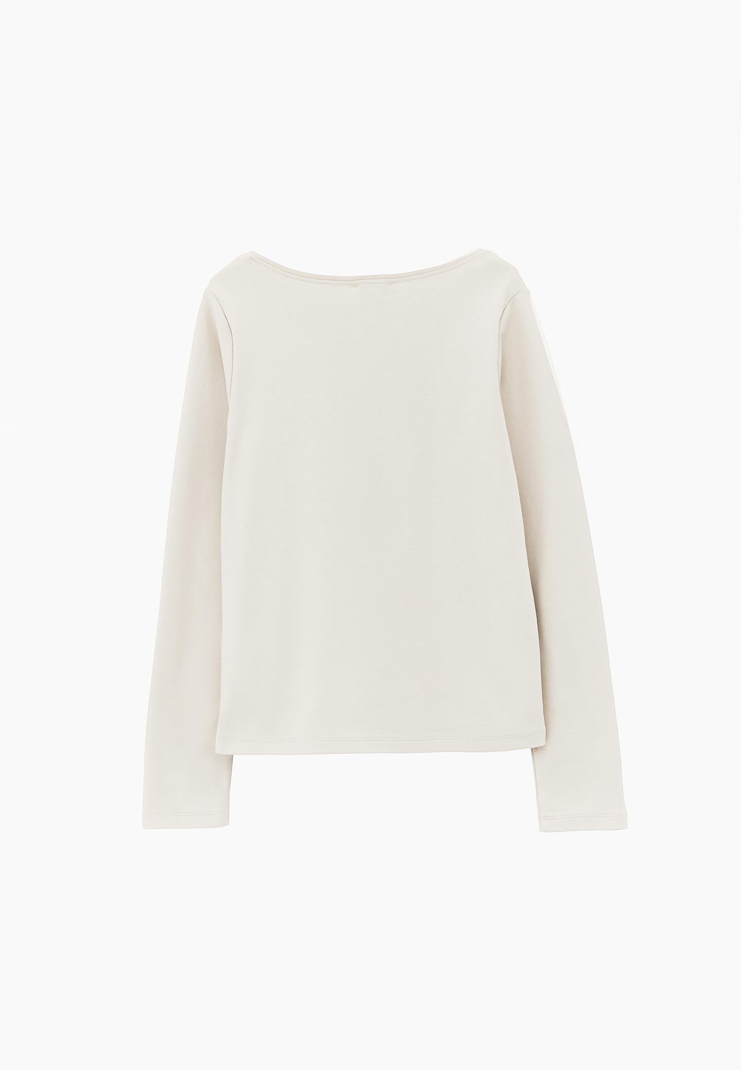 Boat Neck Long Sleeve T-Shirt - FEATHER GRAY