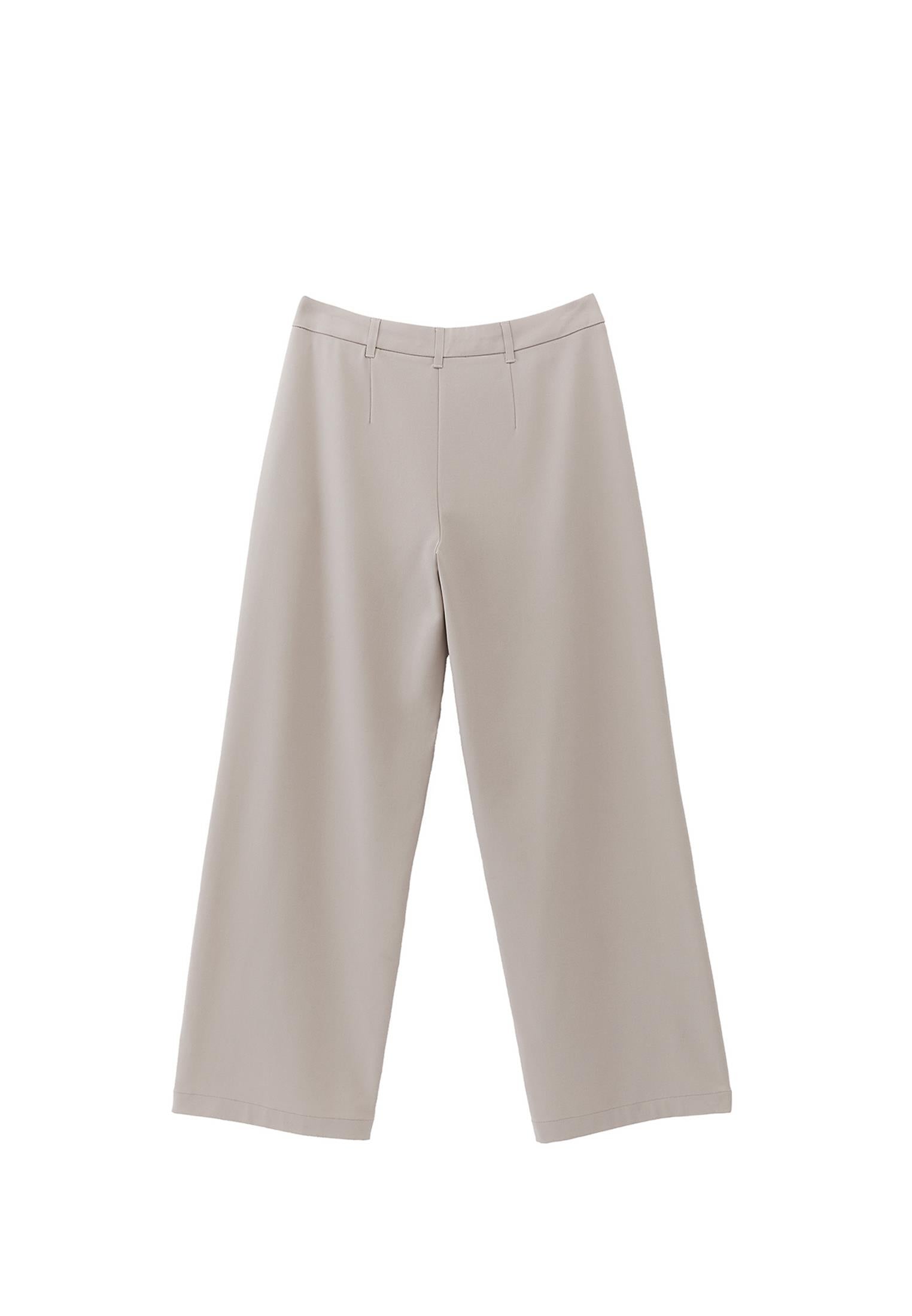 Straight Leg Buttoned Pants - FEATHER GRAY