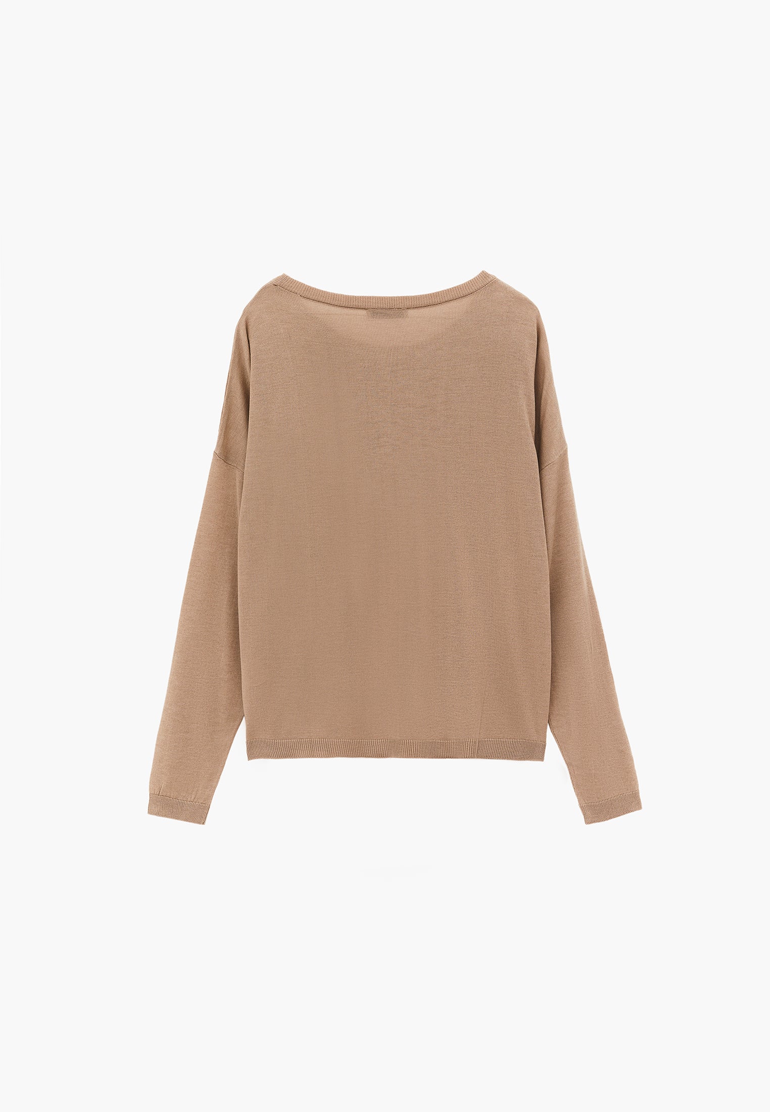 Boat Neck Knit Sweater - FEATHER GRAY