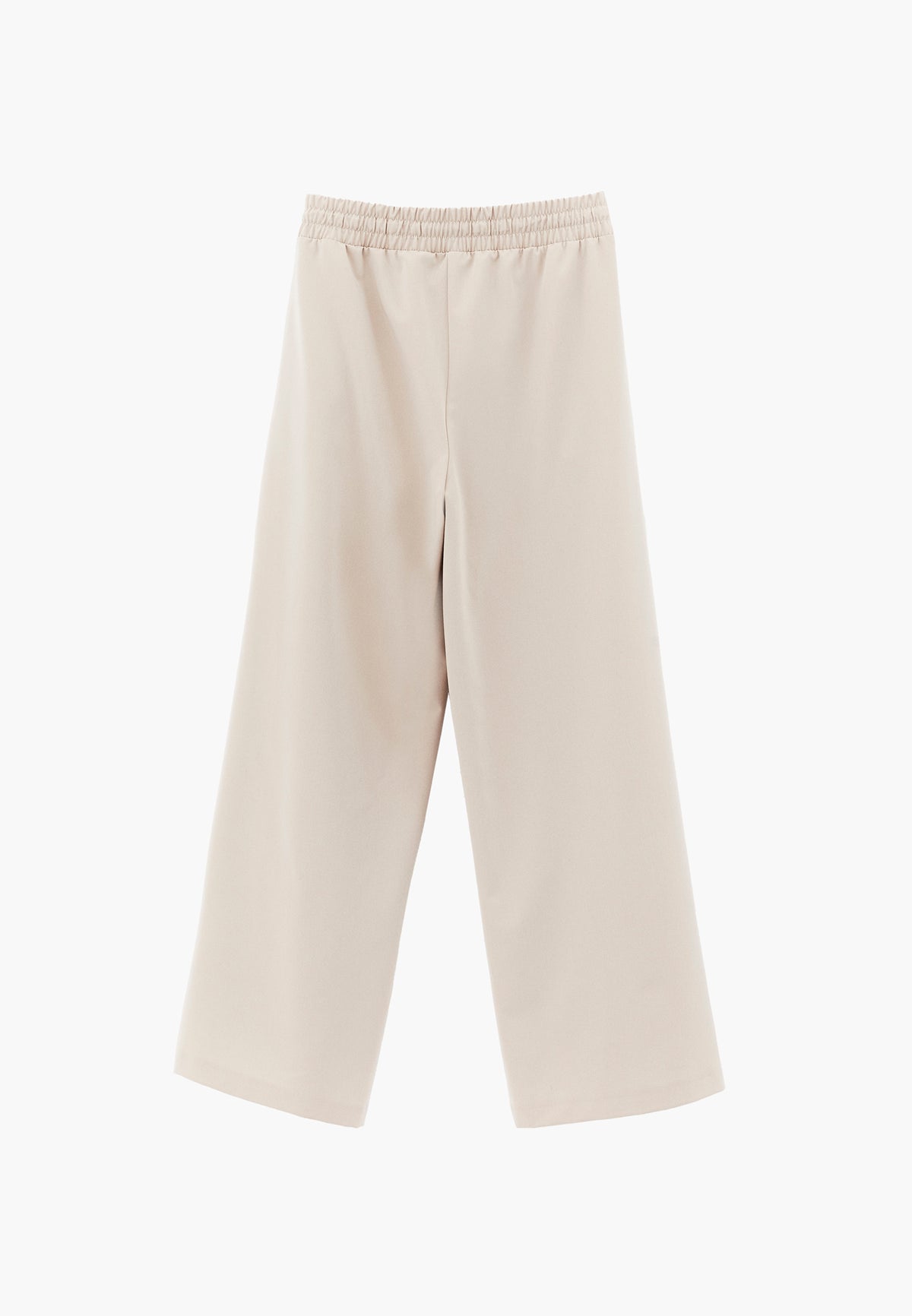 Wide Leg High Waist Elastic Waistband Pants - FEATHER GRAY