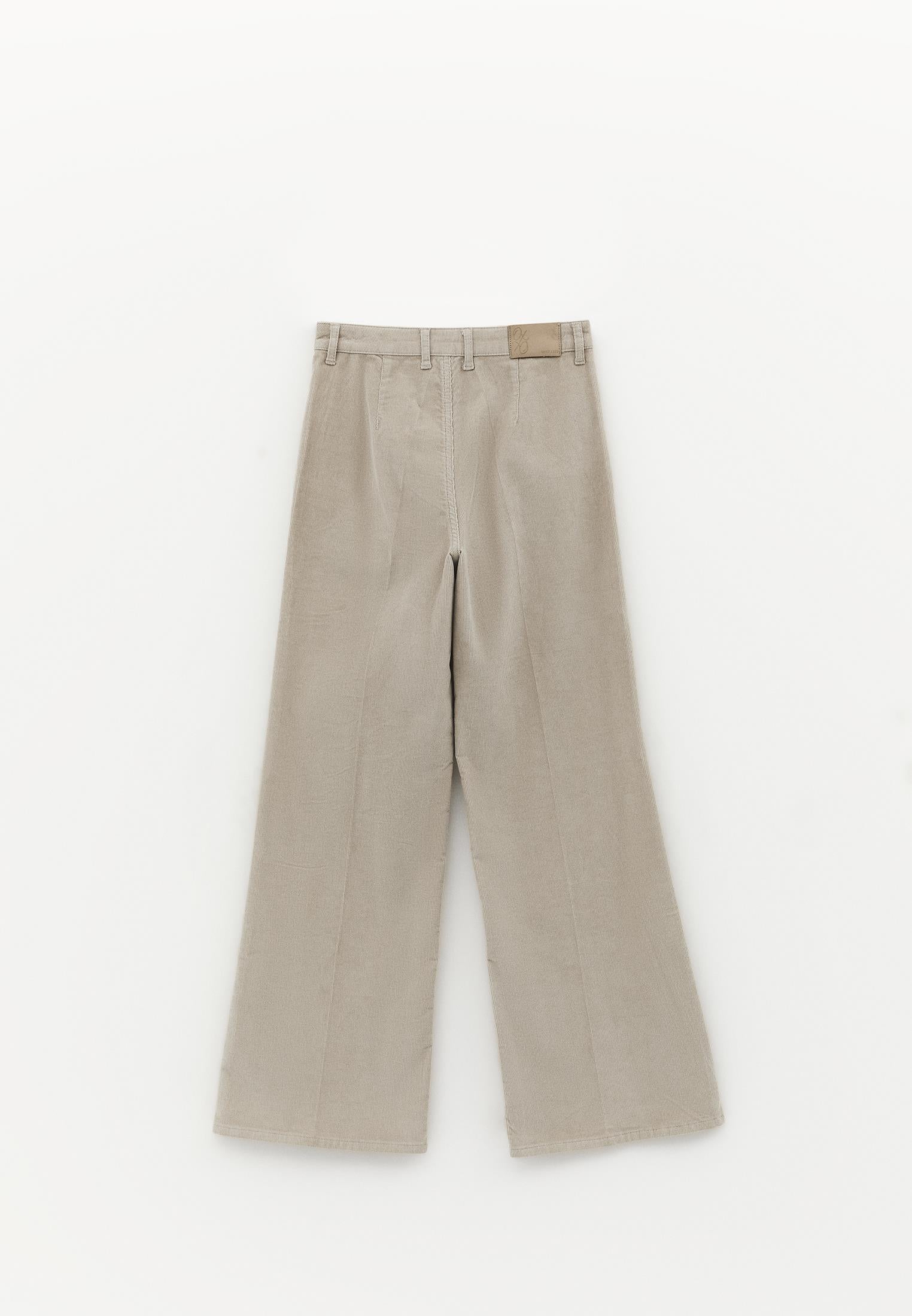 Corduroy Wide Leg Pants - FEATHER GRAY