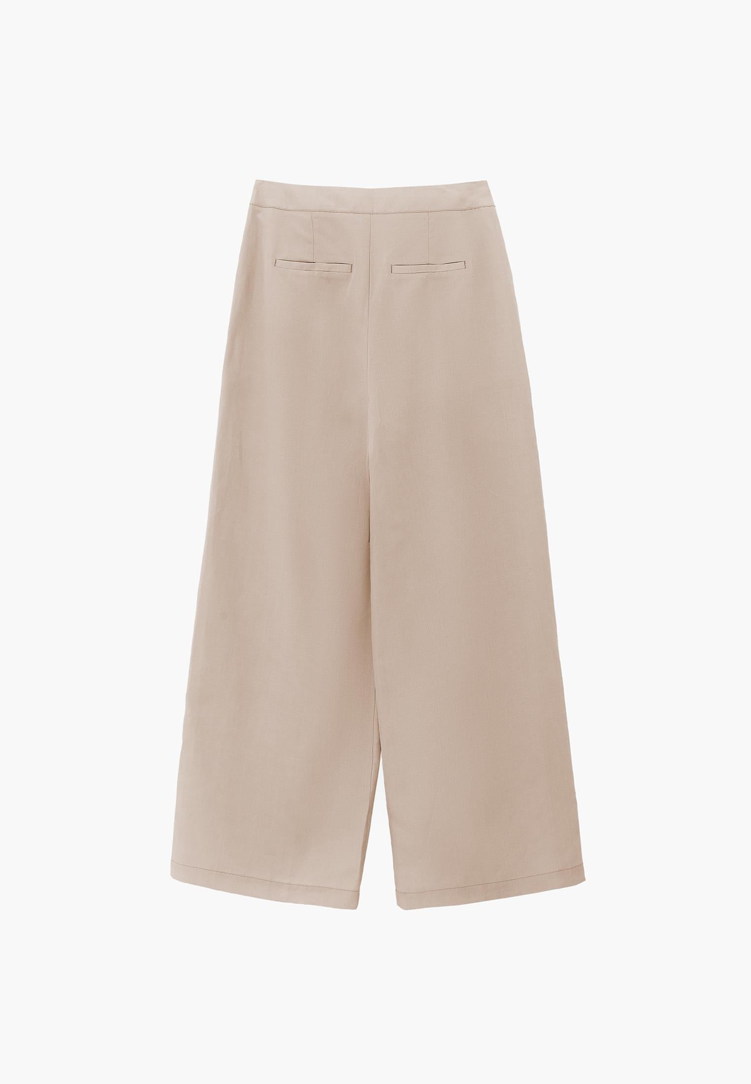 Belted High Waist Wide Leg Pants - FEATHER GRAY