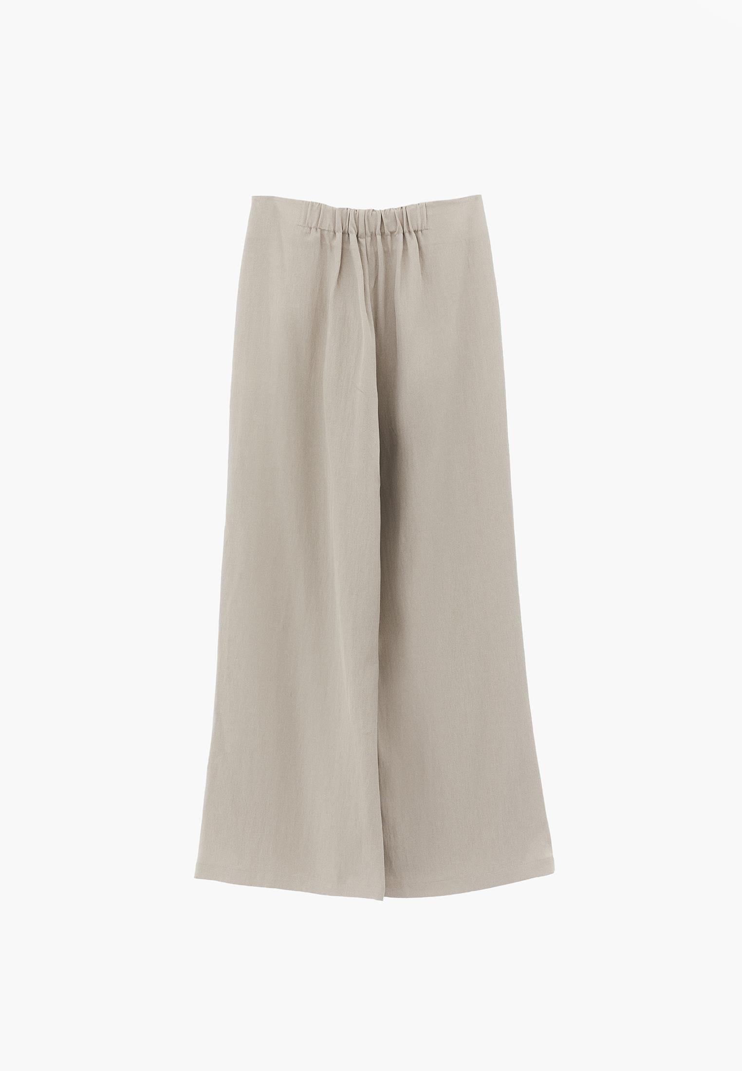 Ultra High Waist Wide Leg Pleated Pants - FEATHER GRAY