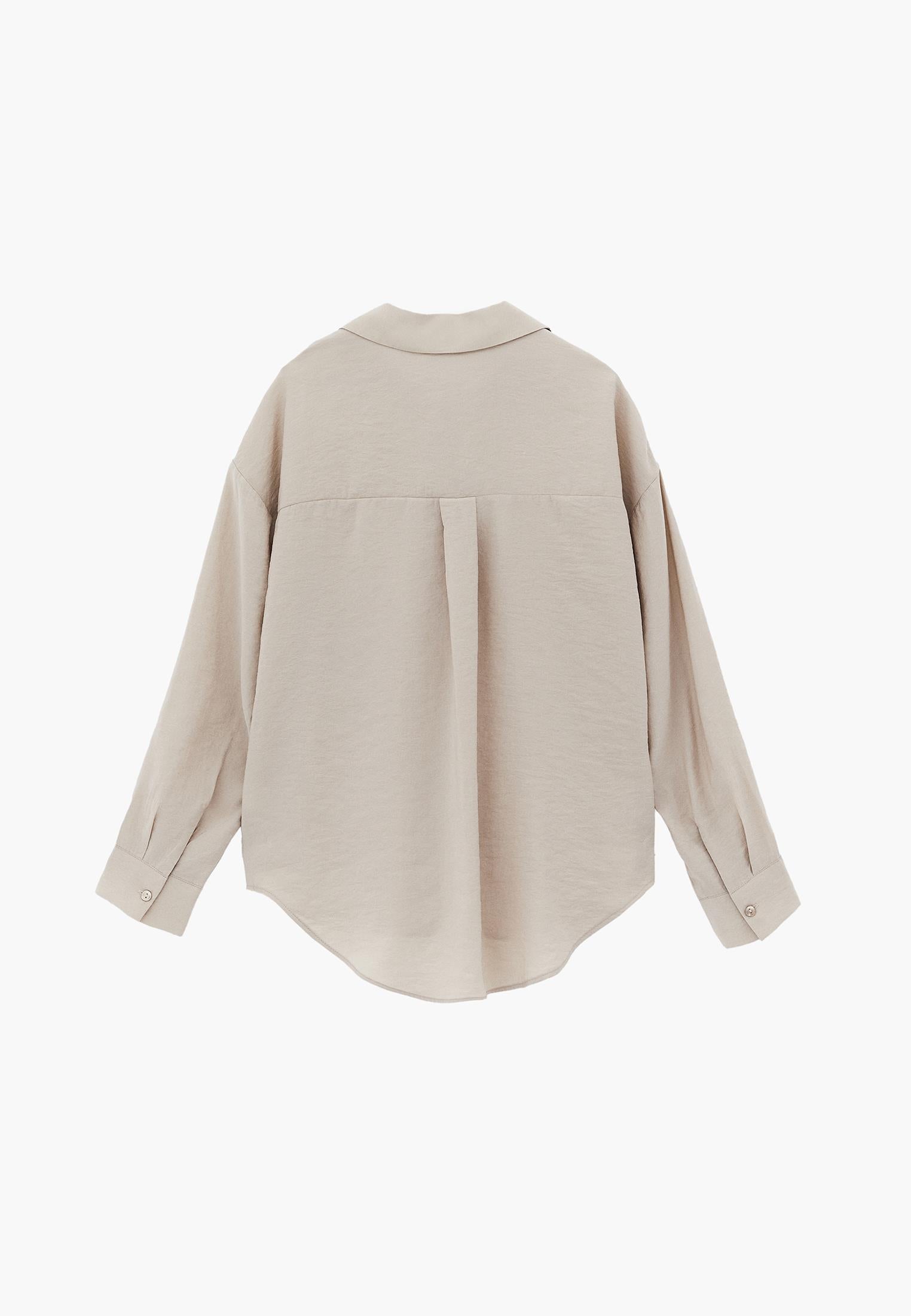 Oversize Long Sleeve Buttoned Shirt - FEATHER GRAY