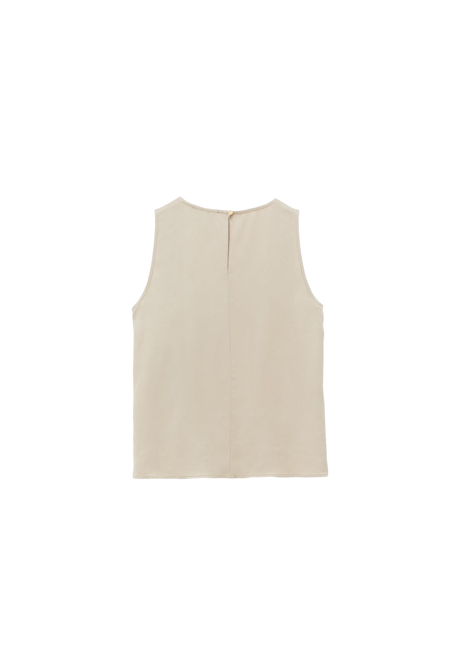 U Neck Tank Top With Button Details - FEATHER GRAY