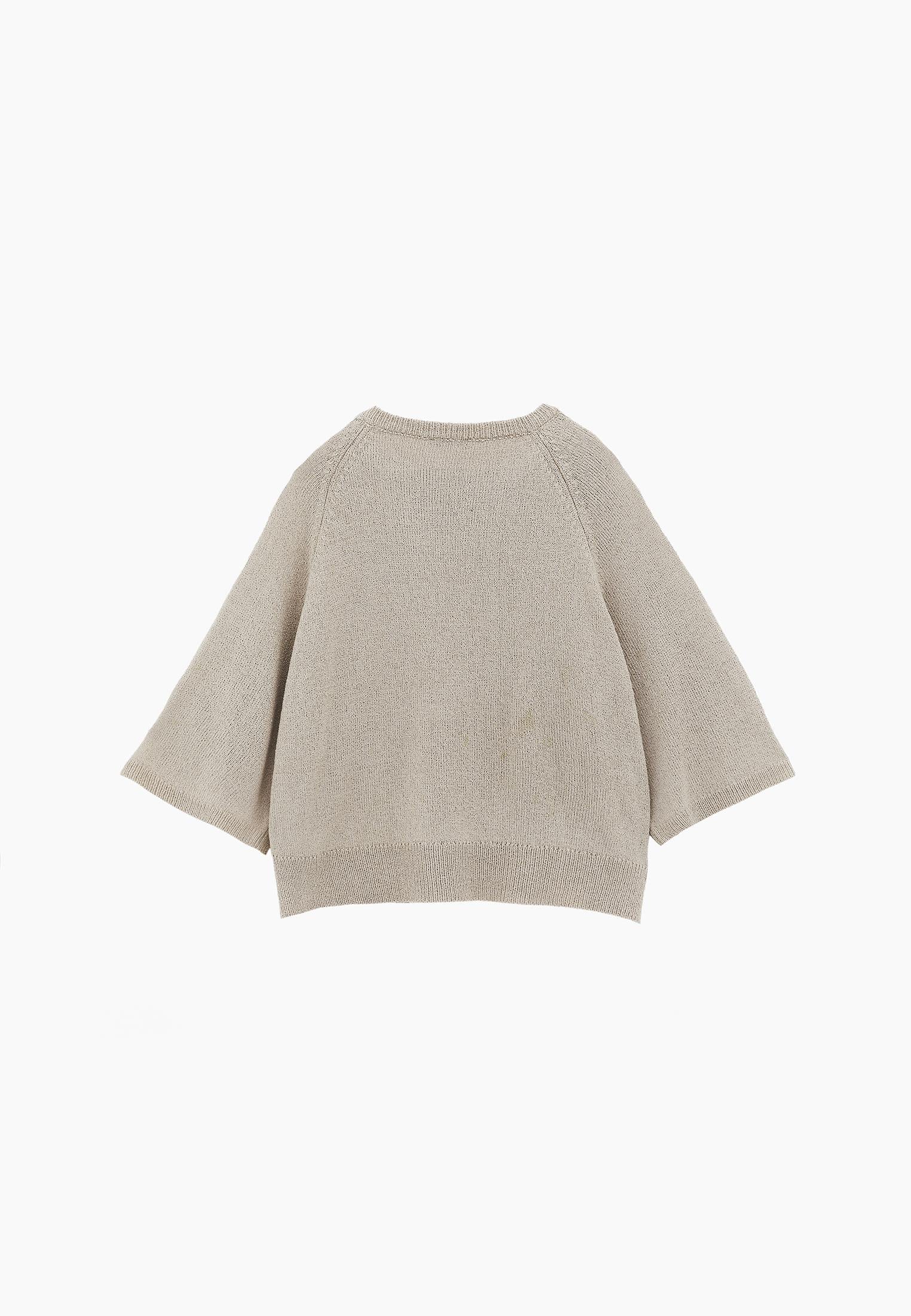 Raglan Sleeve Loose Fit Crew Neck Sweater - FEATHER GRAY