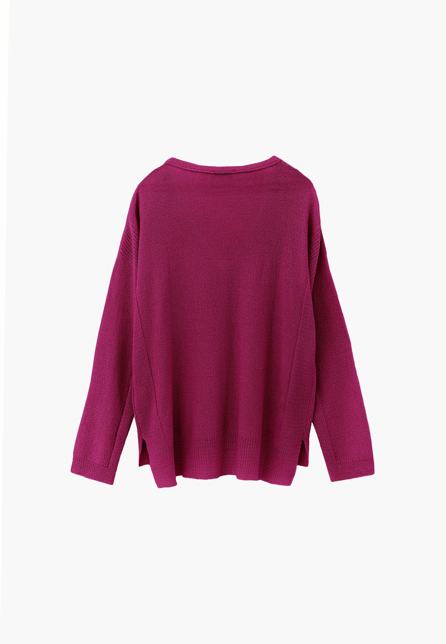 Oversize Tunic Sweater V Neck - FESTIVAL FUCHSIA