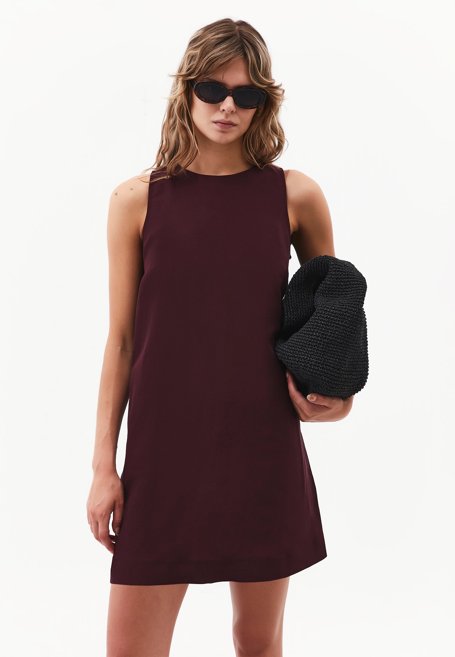 Buttoned Short Sleeve A-Line Women's Dress - FIG