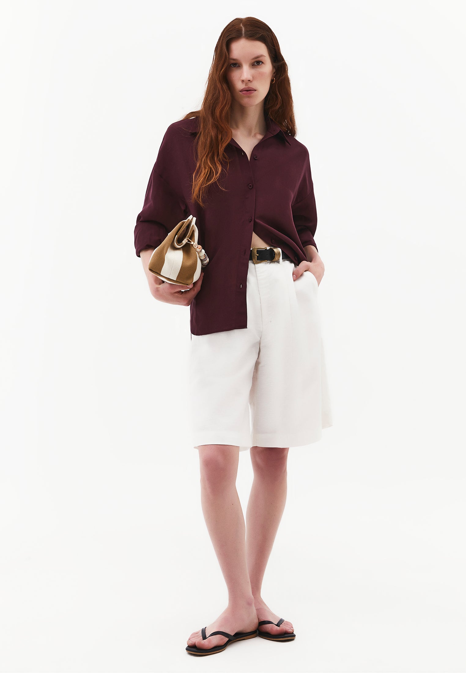 Loose Fit Button Detailed Long Sleeve Shirt - FIG