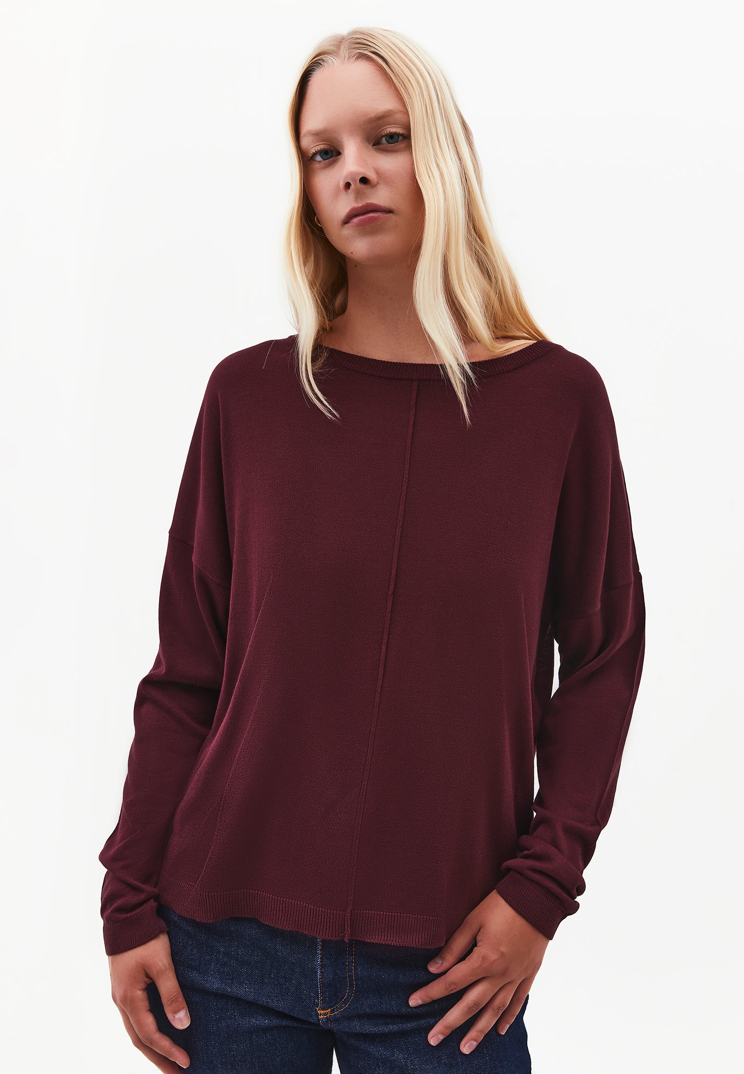 Boat Neck Knit Sweater - FIG