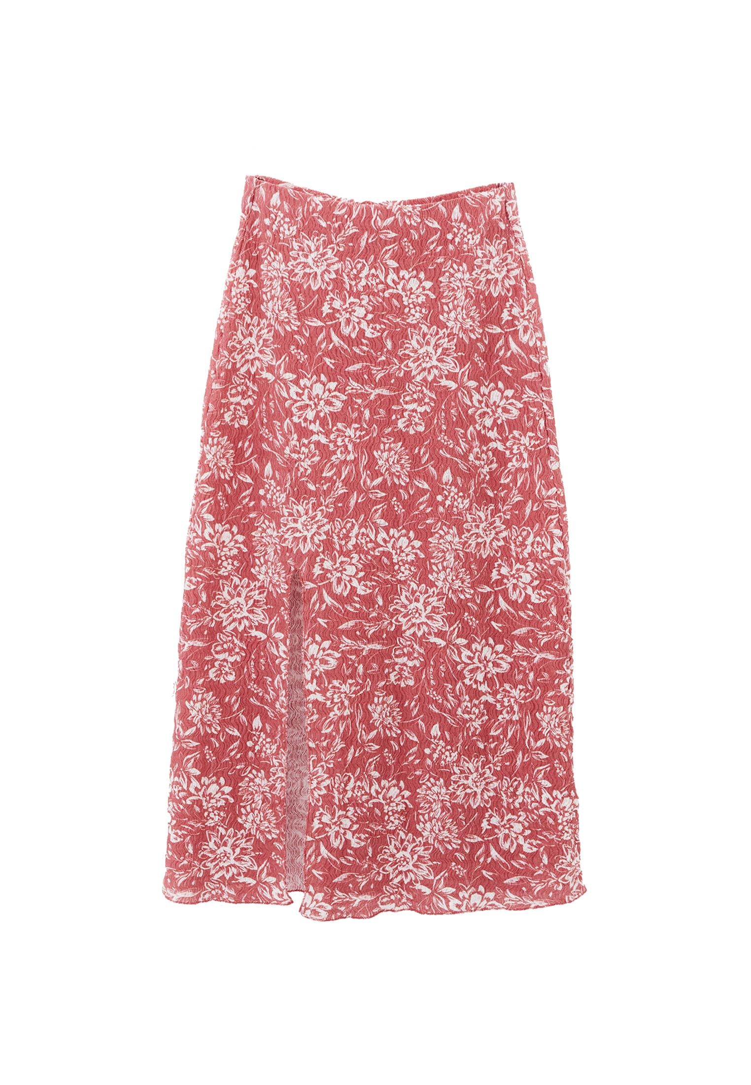 Midi Skirt With Slit Detail High Waist - FIRE FLOWER COMB