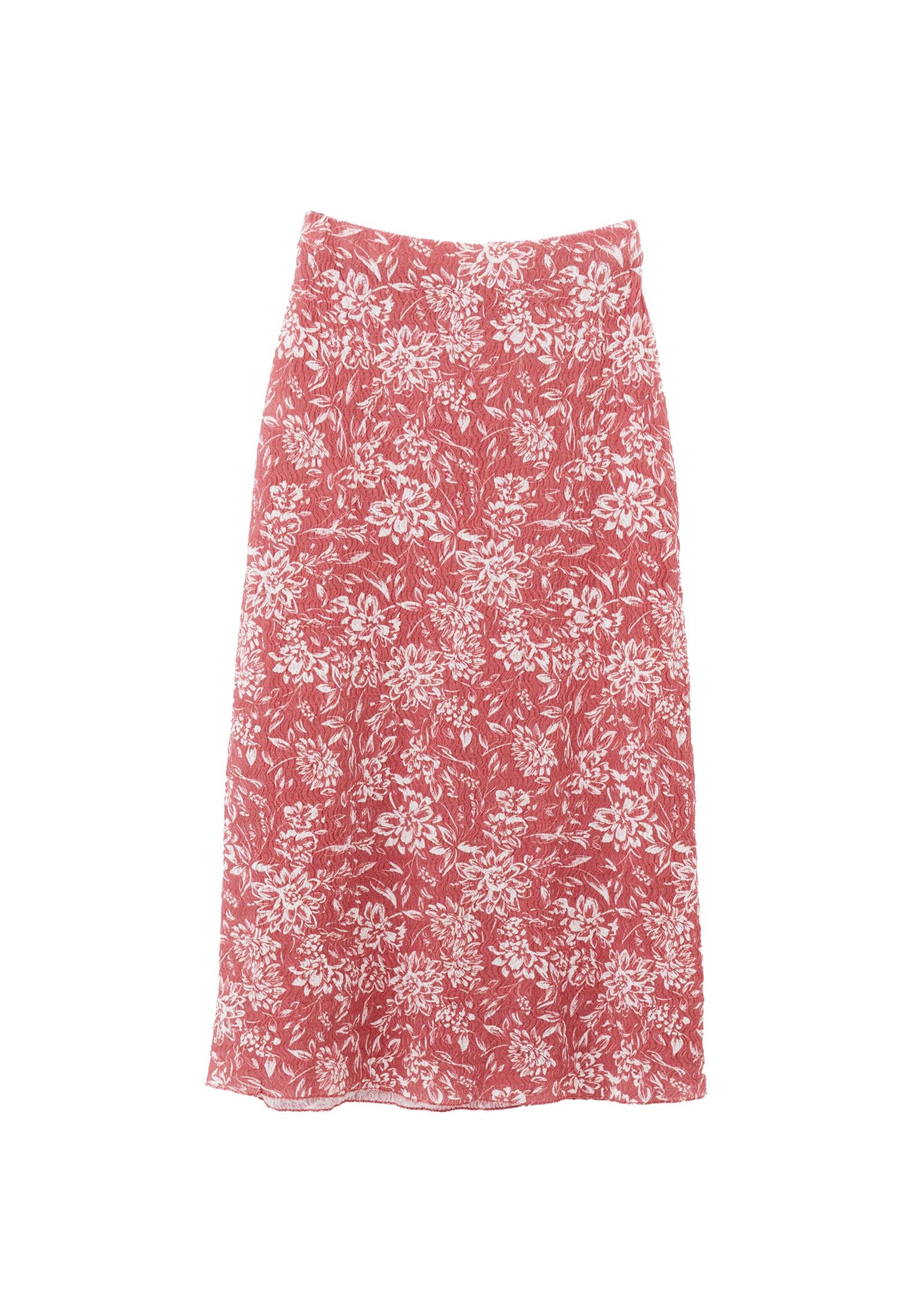 Midi Skirt With Slit Detail High Waist - FIRE FLOWER COMB