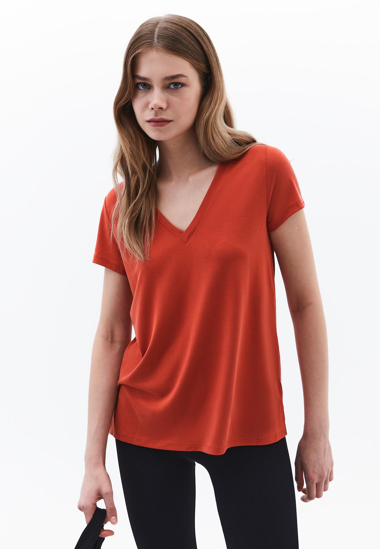 V Neck Loose Fit T-Shirt - FIRE WHIRL