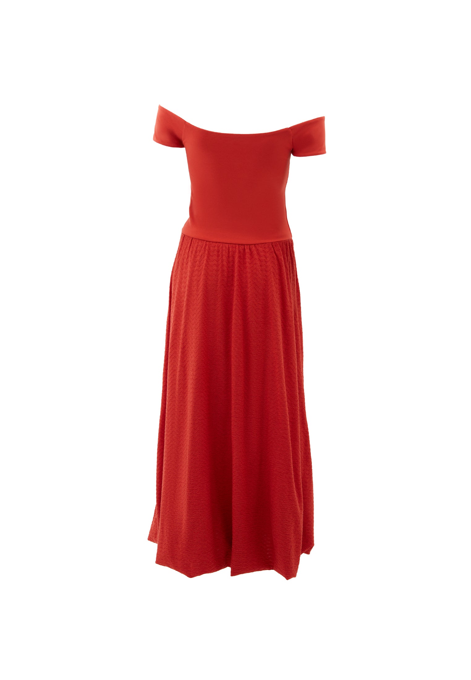 Off Shoulder Balloon Form Midi Dress - FIRE WHIRL