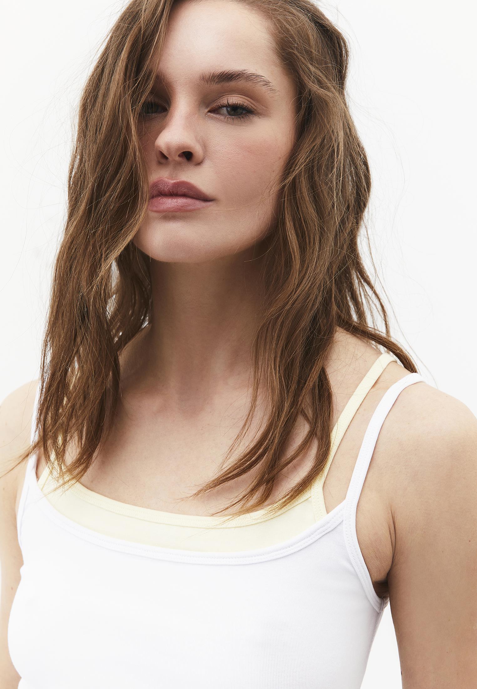 U Neck Bodycon Tank Top - WHITE/FLAN