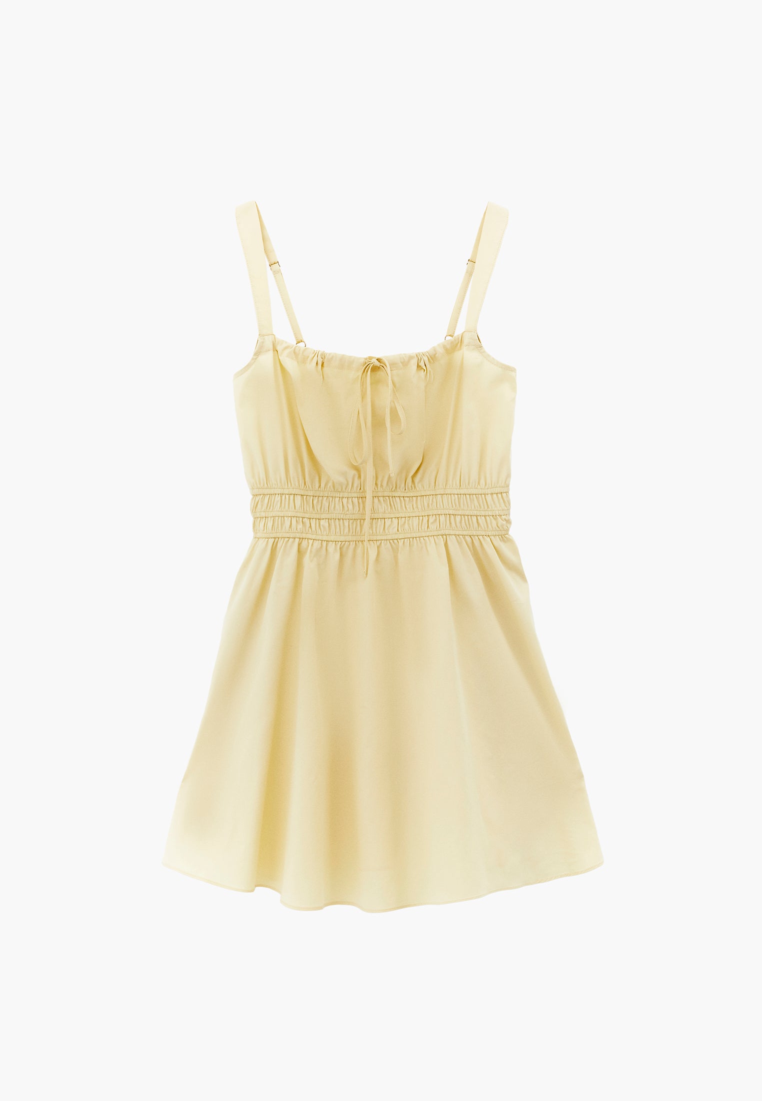 Strappy Square Neckline Short Dress With Bow And Gathered Details - FLAN