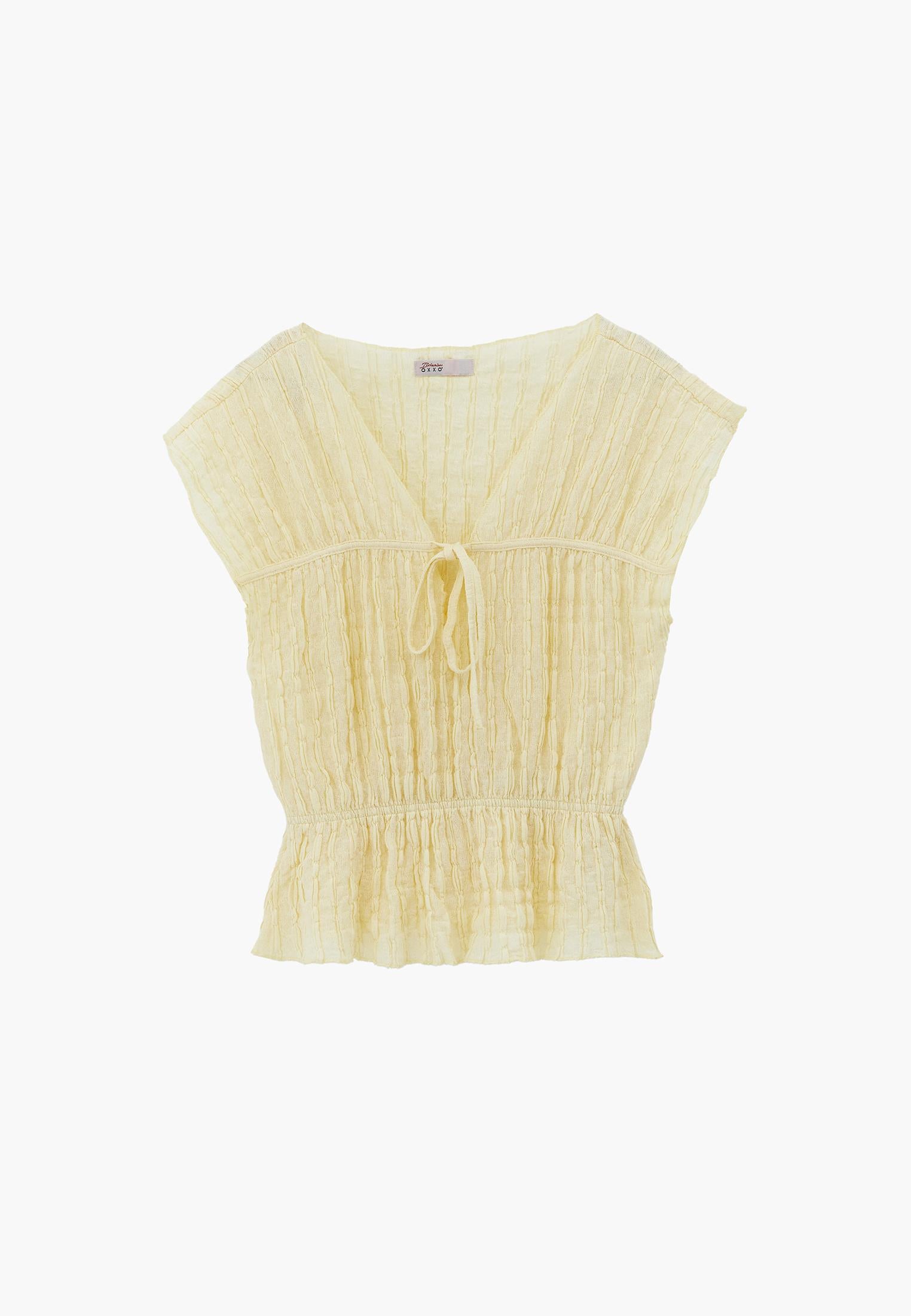 Loose Fit V Neck Short Sleeve Blouse - FLAN