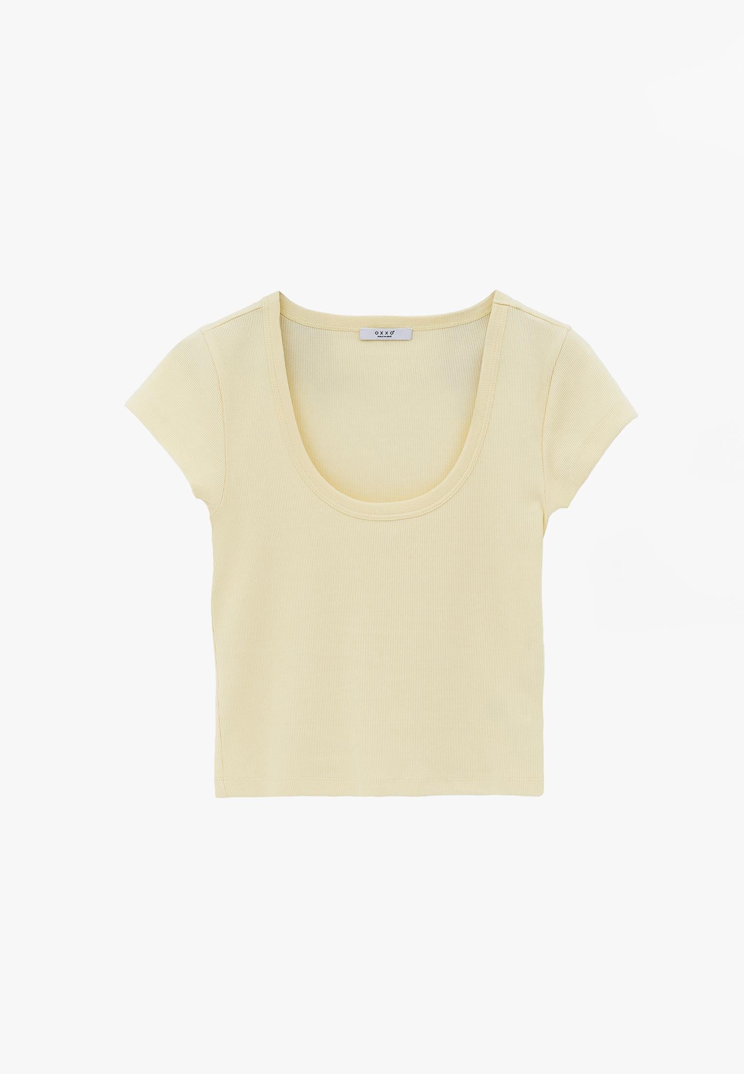 U Neck Bodycon T-Shirt - FLAN