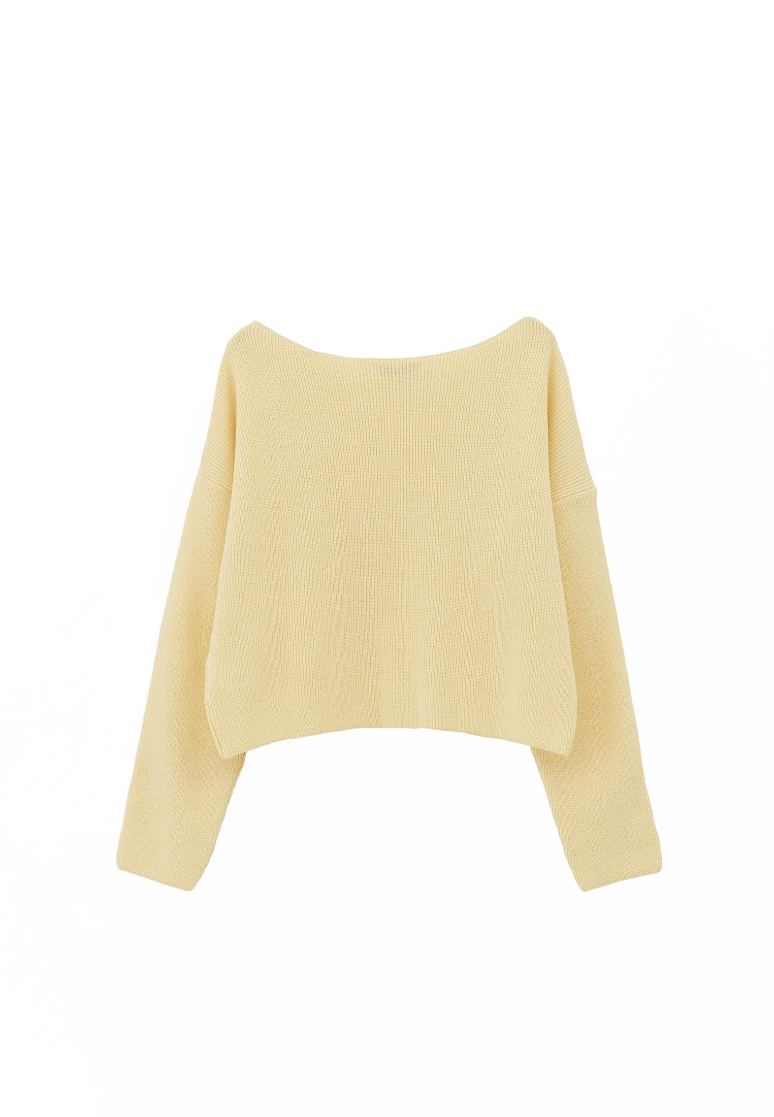 Boat Neck Long Sleeve Sweater - FLAN