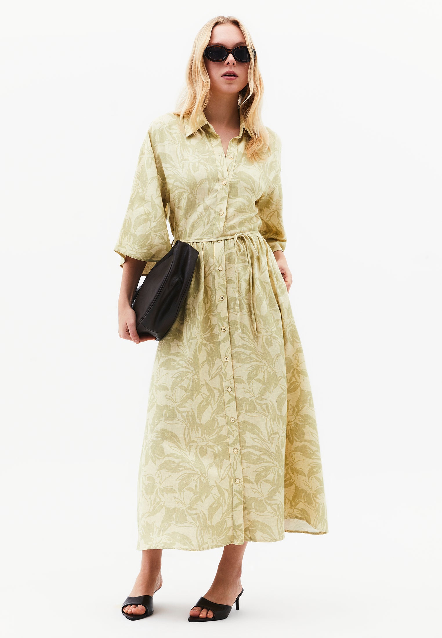 Flared Long Printed Dress - FLORAL COMB