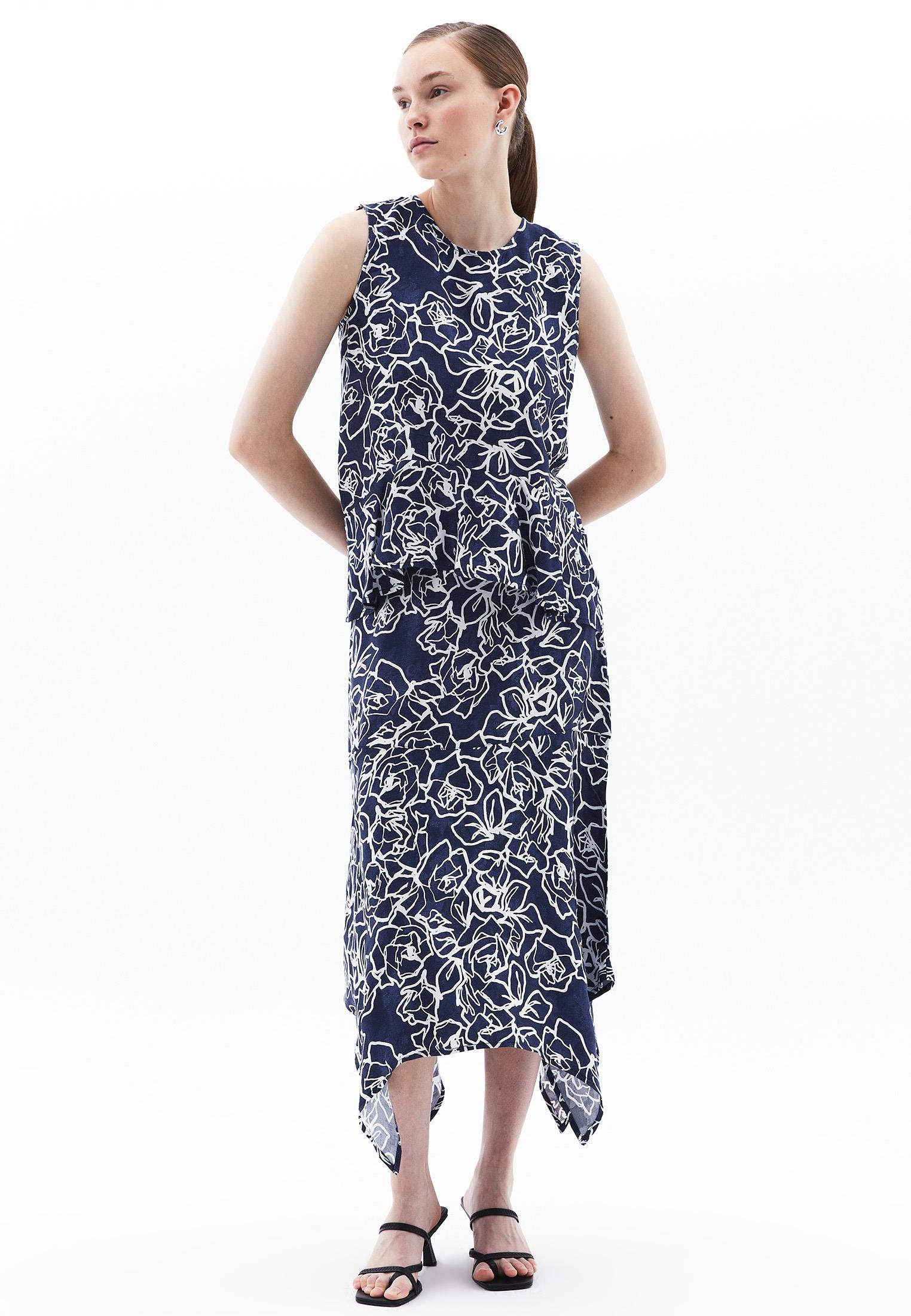 Asymmetric Jacquard Skirt - FLORAL COMB