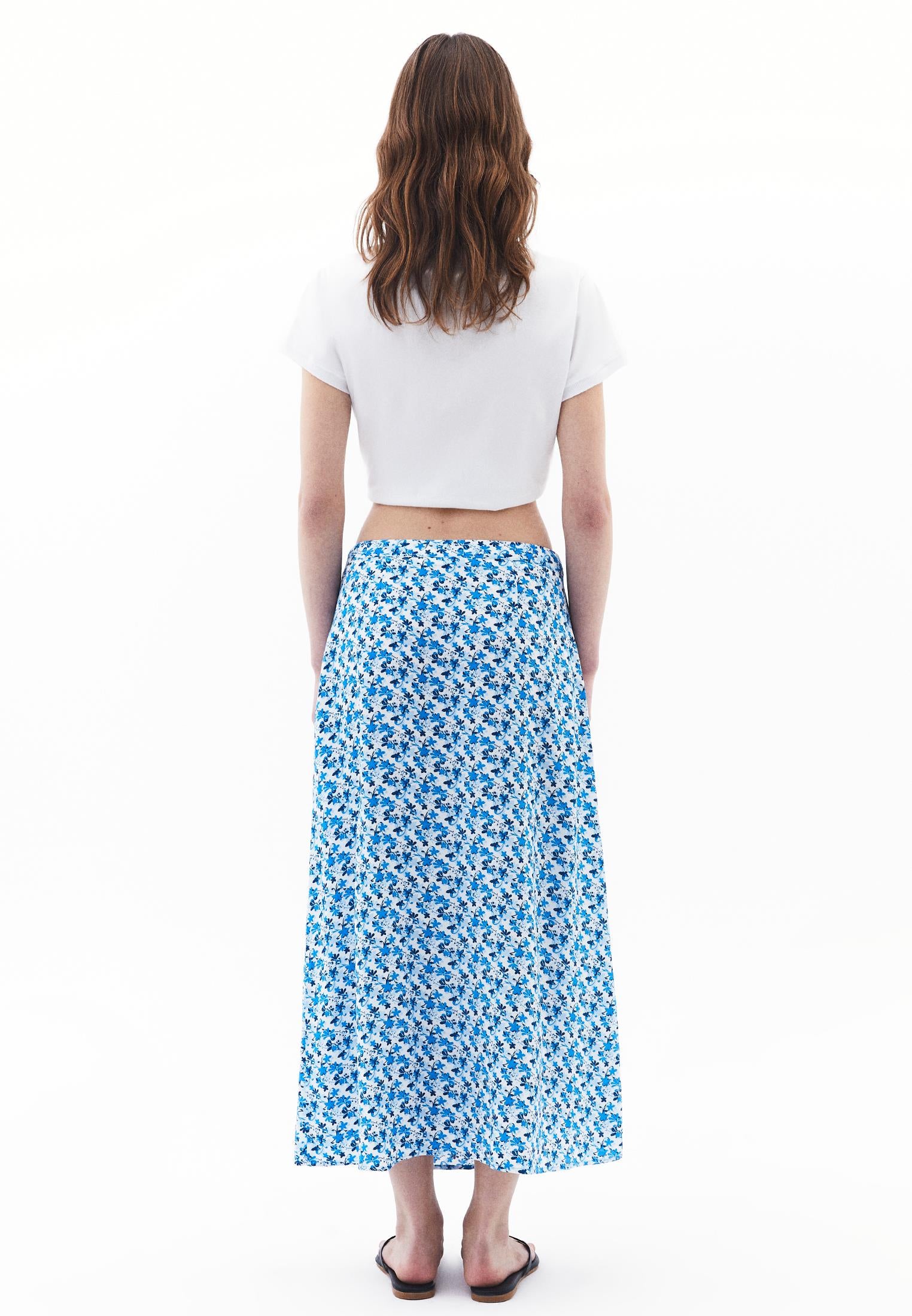 Midi Skirt With Slit Detail - FLORAL COMB