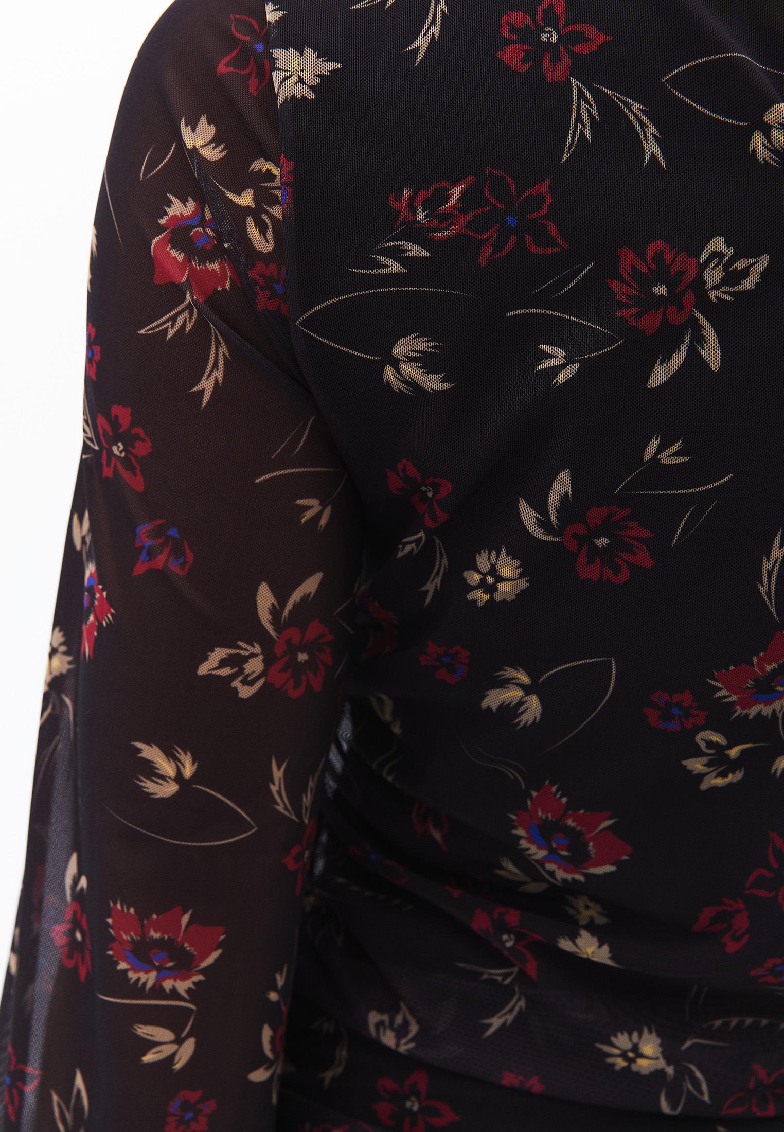 Long A-Line Crew Neck Dress - FLORAL COMB