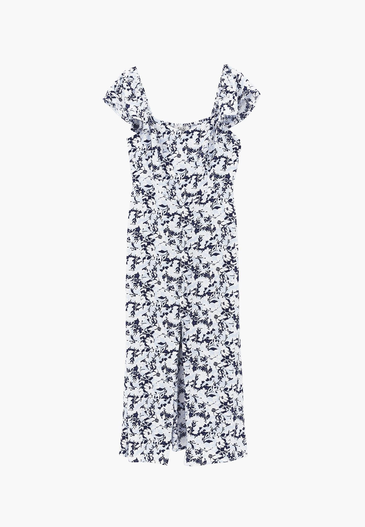 Sweetheart Neck Printed Dress With Slit Detail - FLORAL COMB