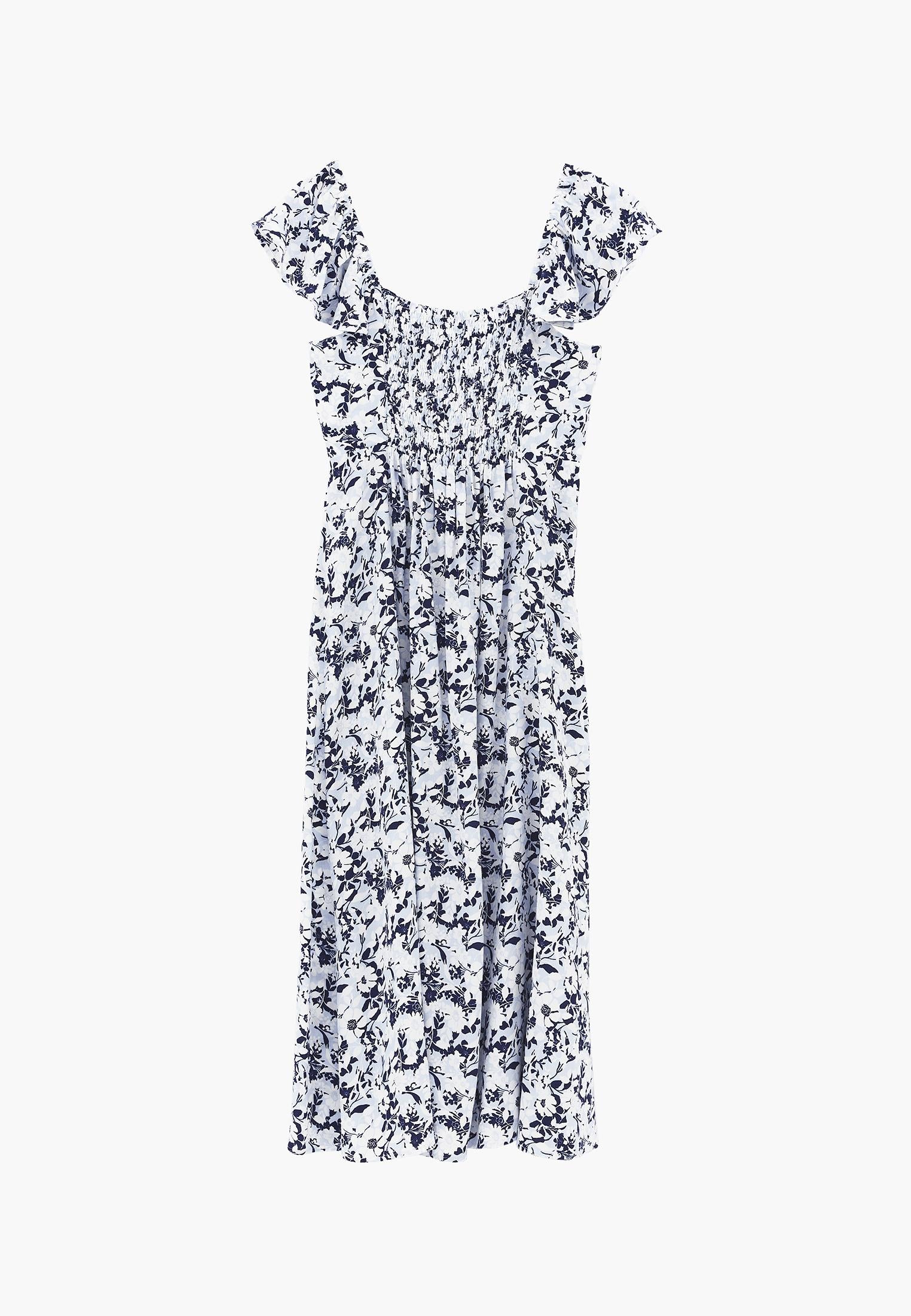 Sweetheart Neck Printed Dress With Slit Detail - FLORAL COMB