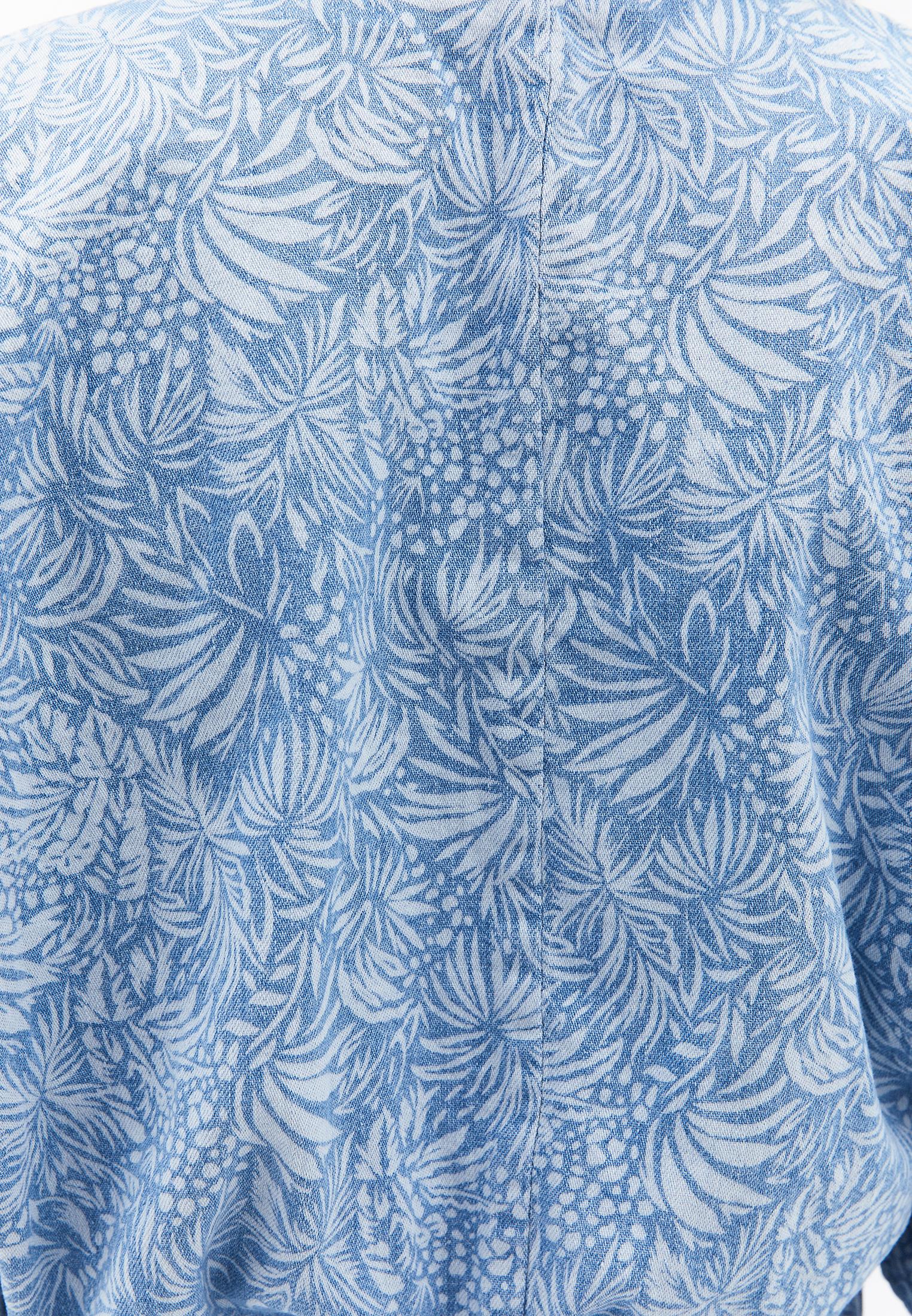 Twisted V Neck Blouse - FLORAL DENIM