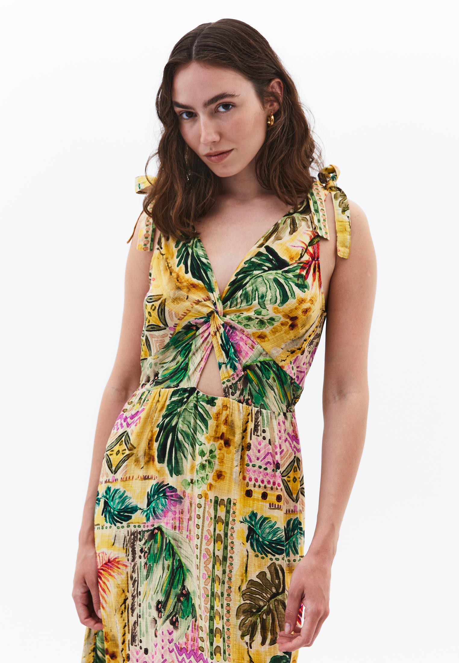 Printed A-Line Dress - FLORAL PRINT